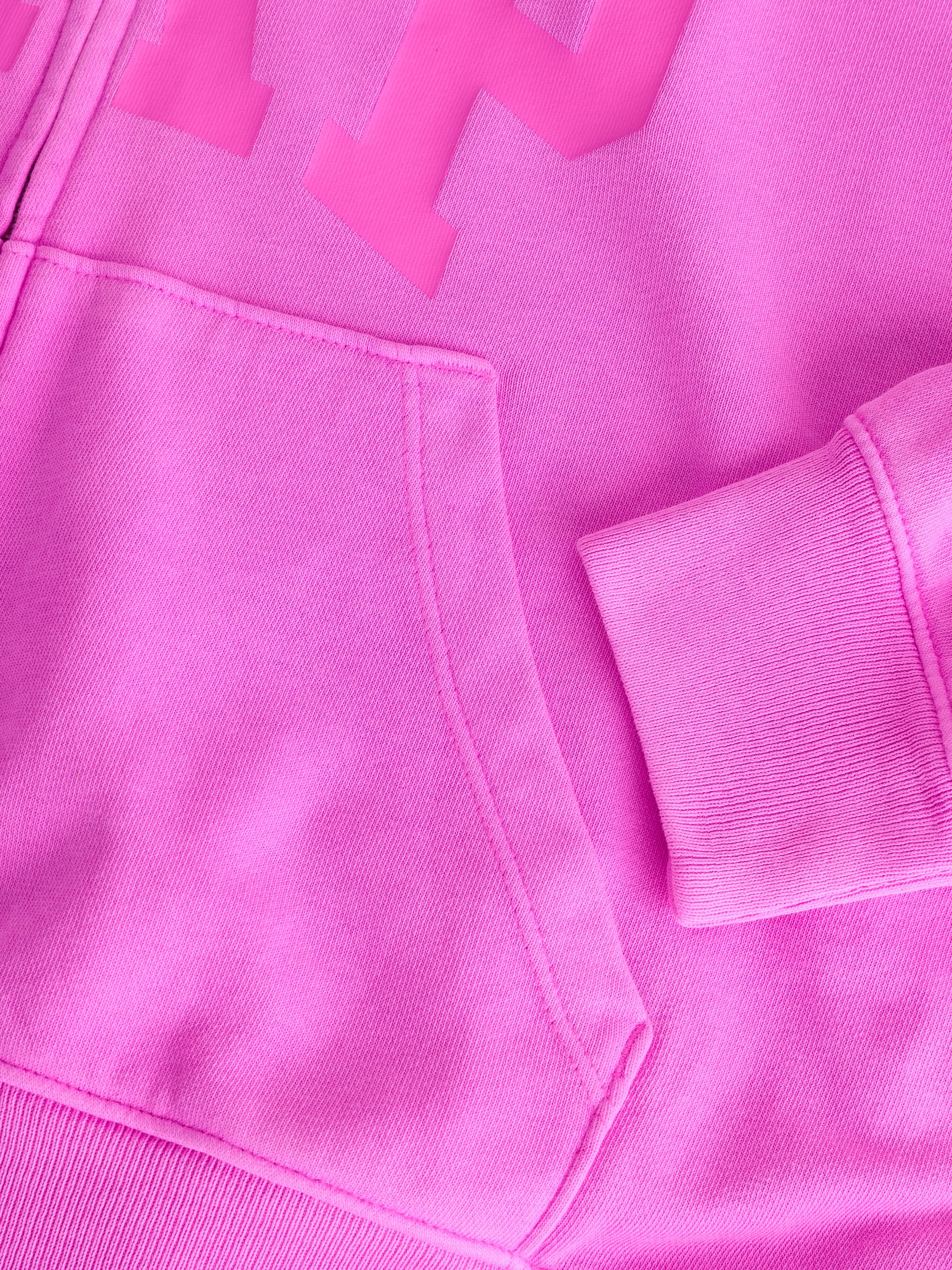 Pink Oversized Logo French Terry Zip Hoodie - Image 9 of 9