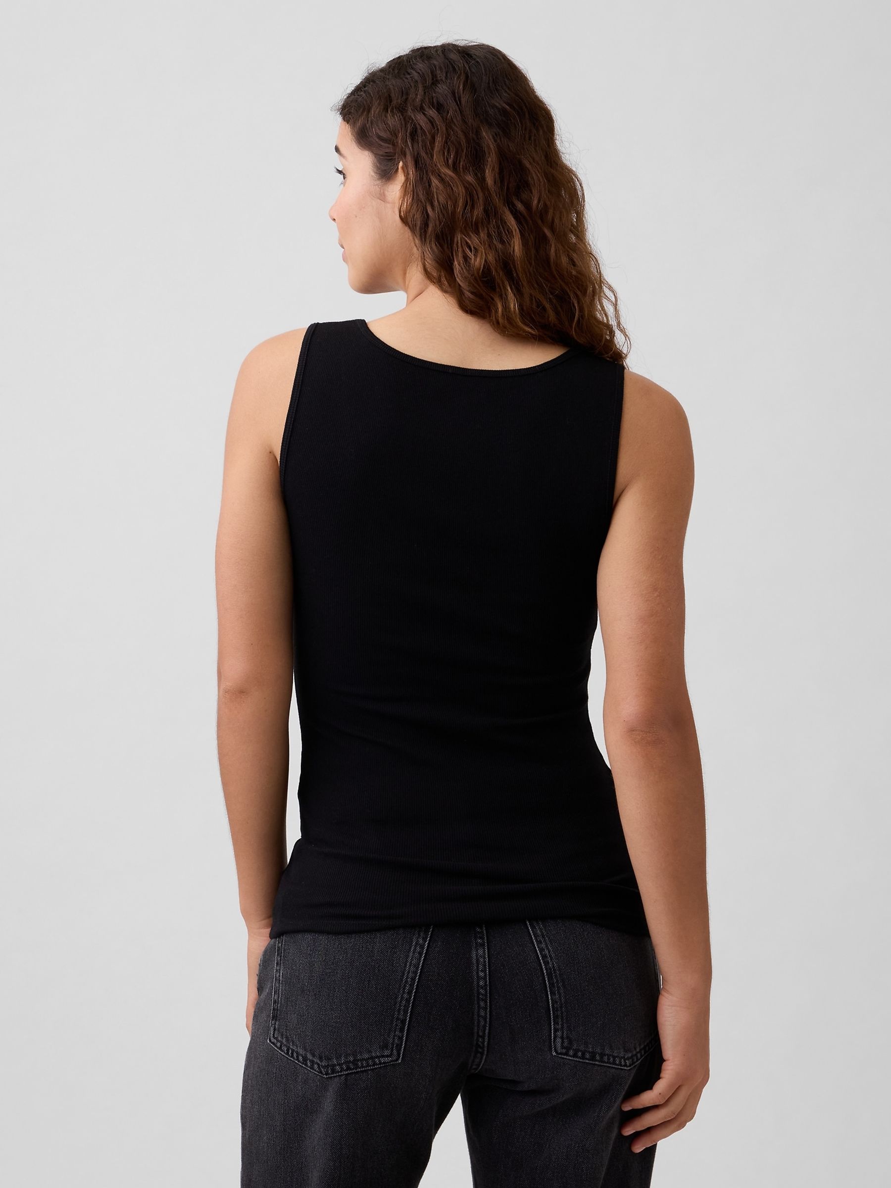 Black Ribbed Vests 2 Pack - Image 2 of 3