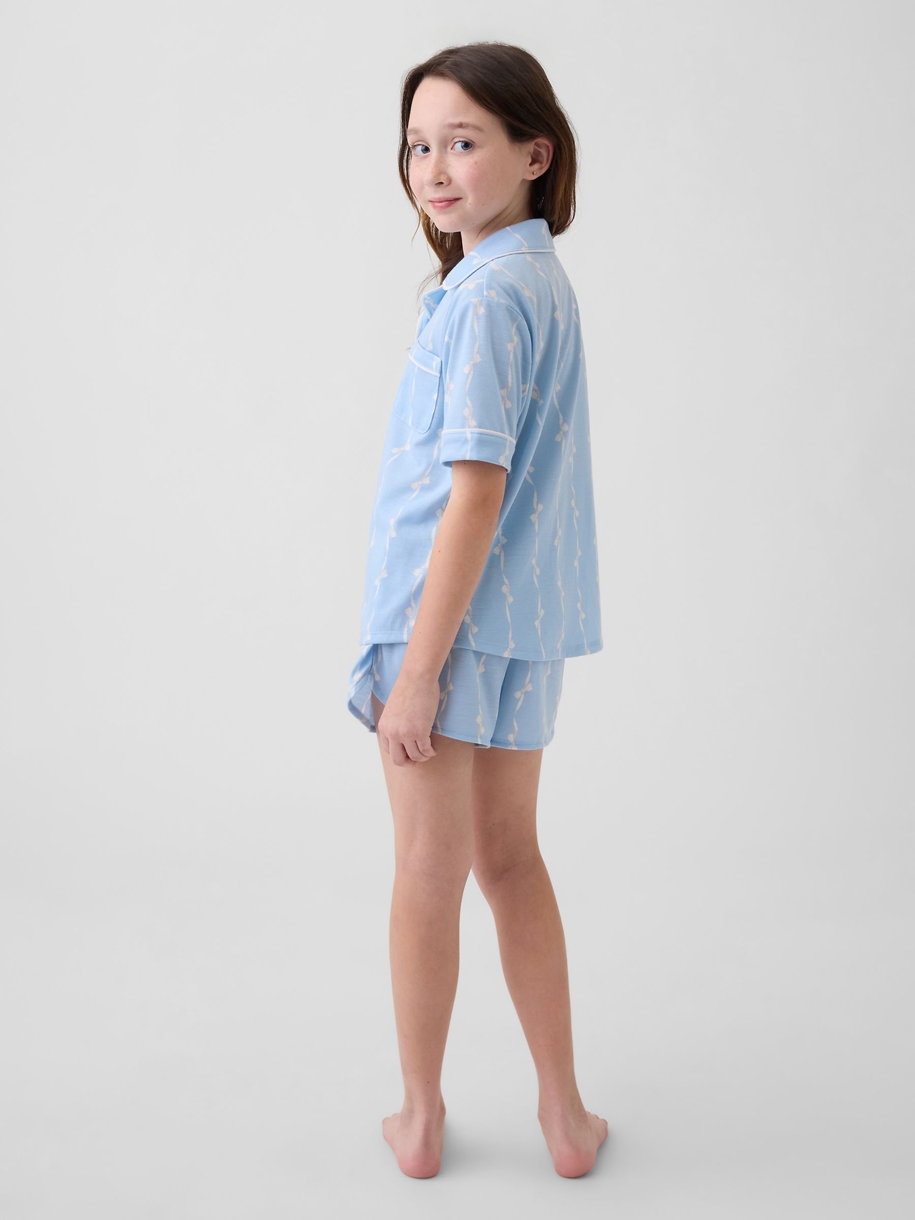 Blue Bow Pyjamas Short Set - Image 2 of 4
