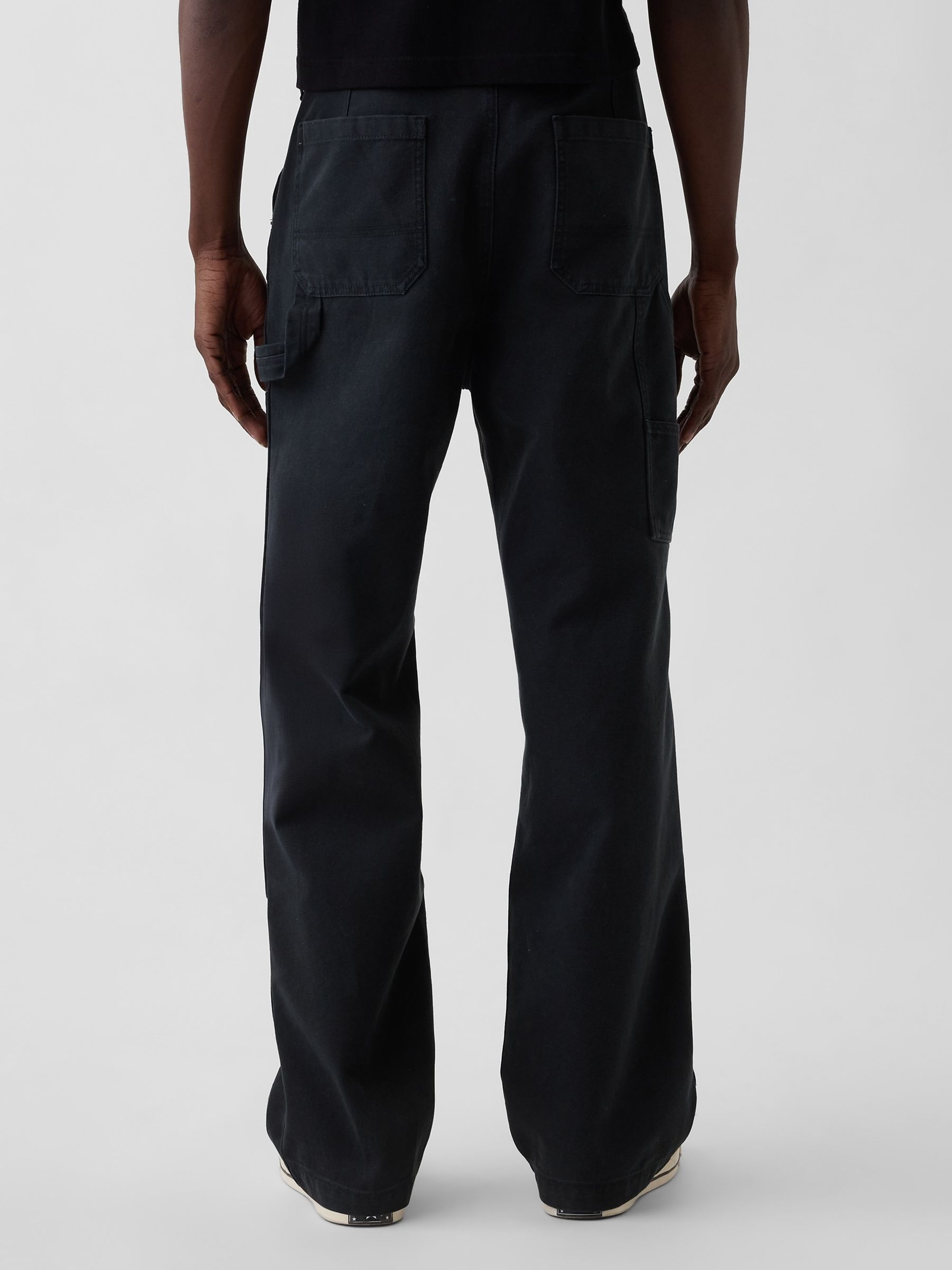 Black 90s Loose Canvas Double-Knee Carpenter Trousers - Image 2 of 5