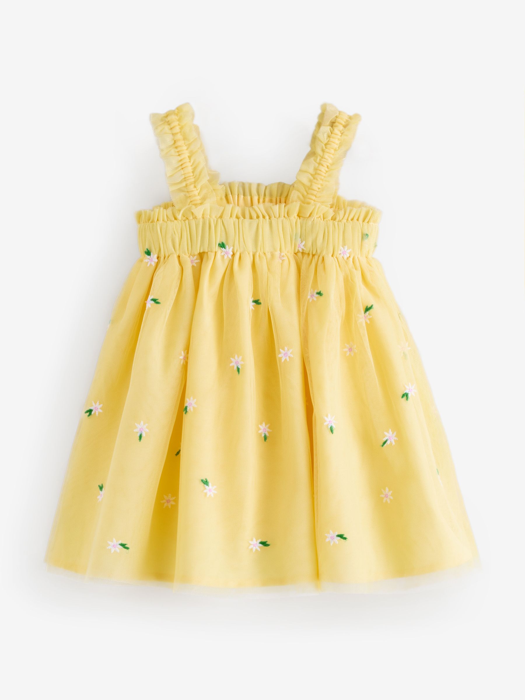 Yellow Embroidered Daisy Tulle Dress - Image 1 of 5