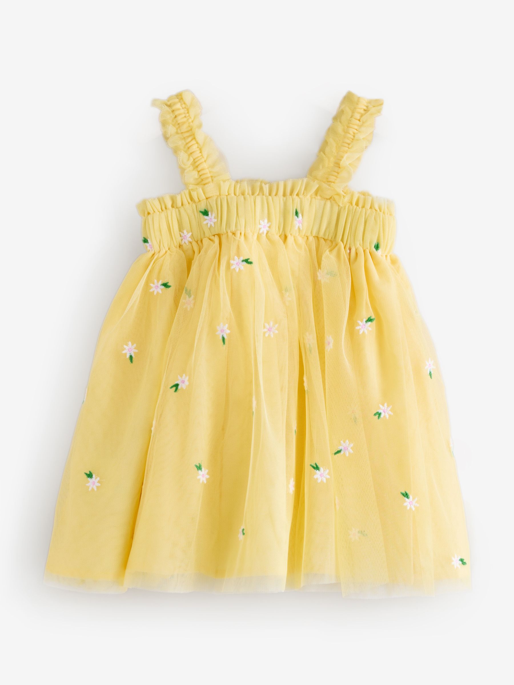 Yellow Embroidered Daisy Tulle Dress - Image 2 of 5
