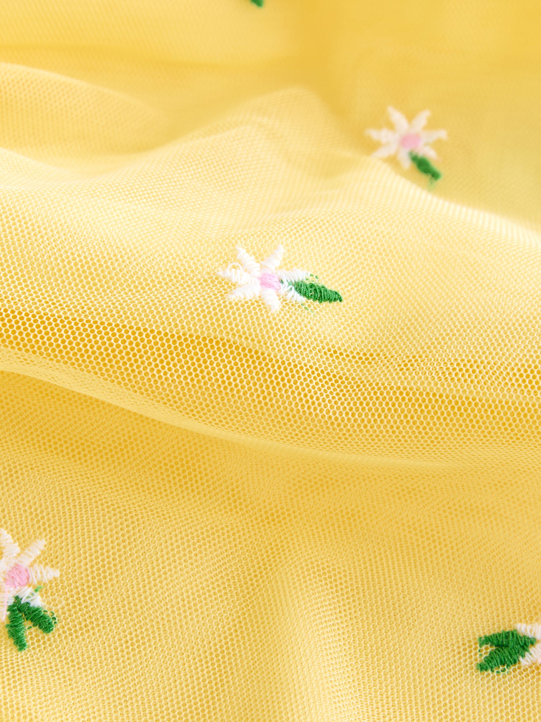 Yellow Embroidered Daisy Tulle Dress - Image 3 of 5