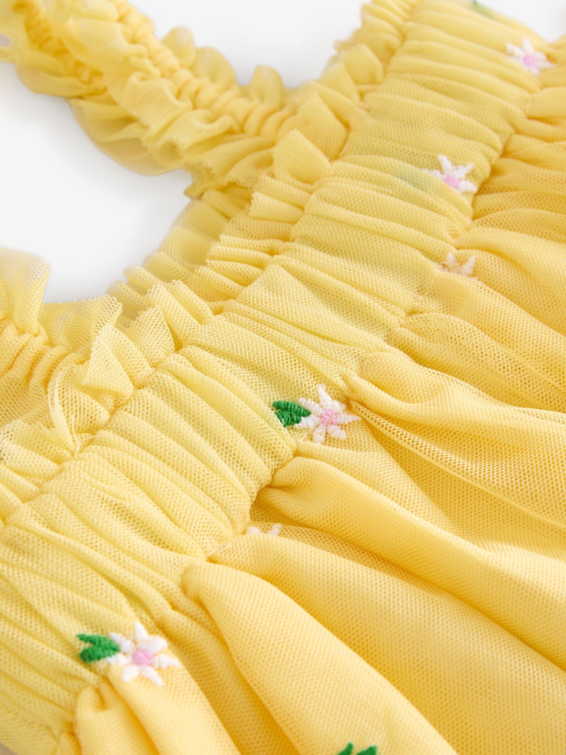 Yellow Embroidered Daisy Tulle Dress - Image 4 of 5