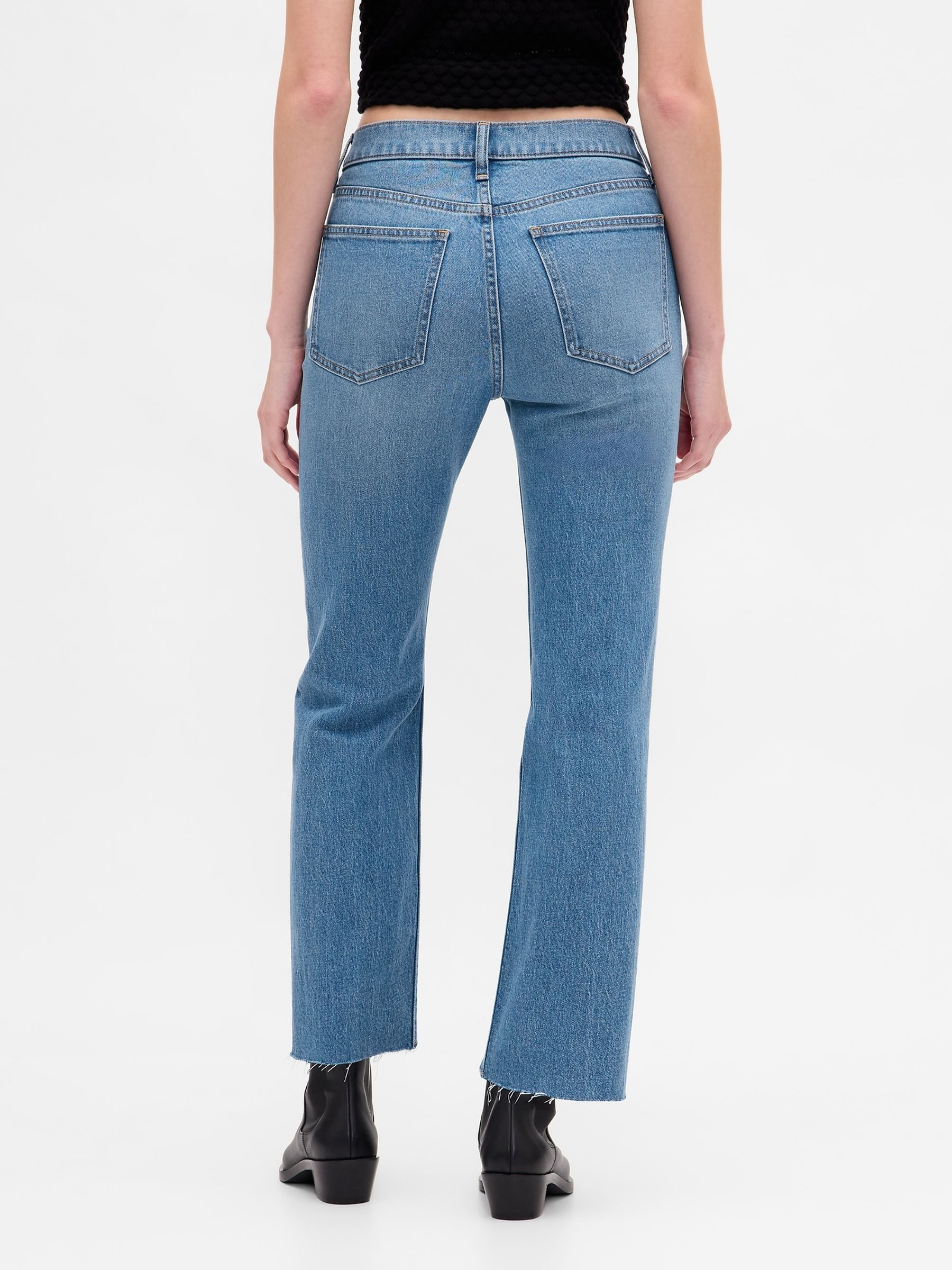 Medium Indigo High Waisted '90s Slim Straight Crop Jeans - Image 2 of 6