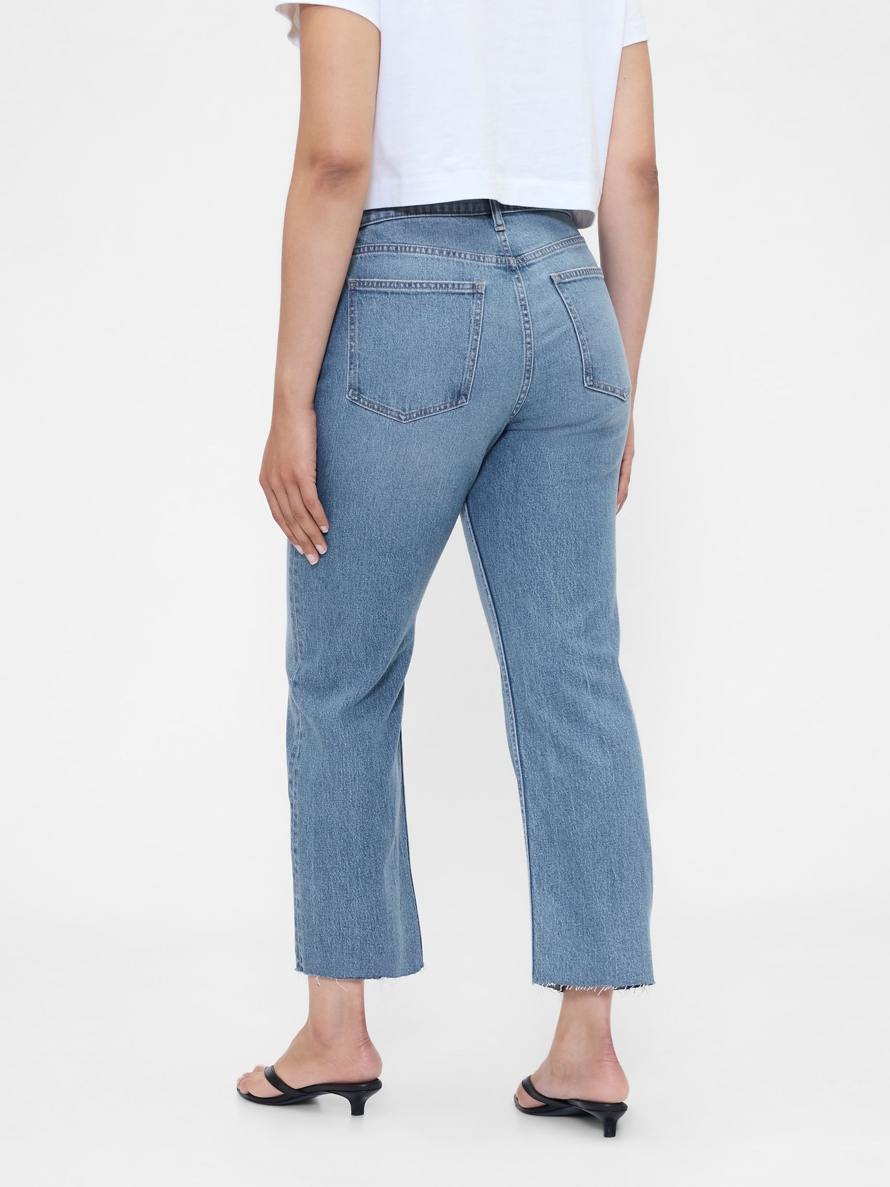 Medium Indigo High Waisted '90s Slim Straight Crop Jeans - Image 6 of 6