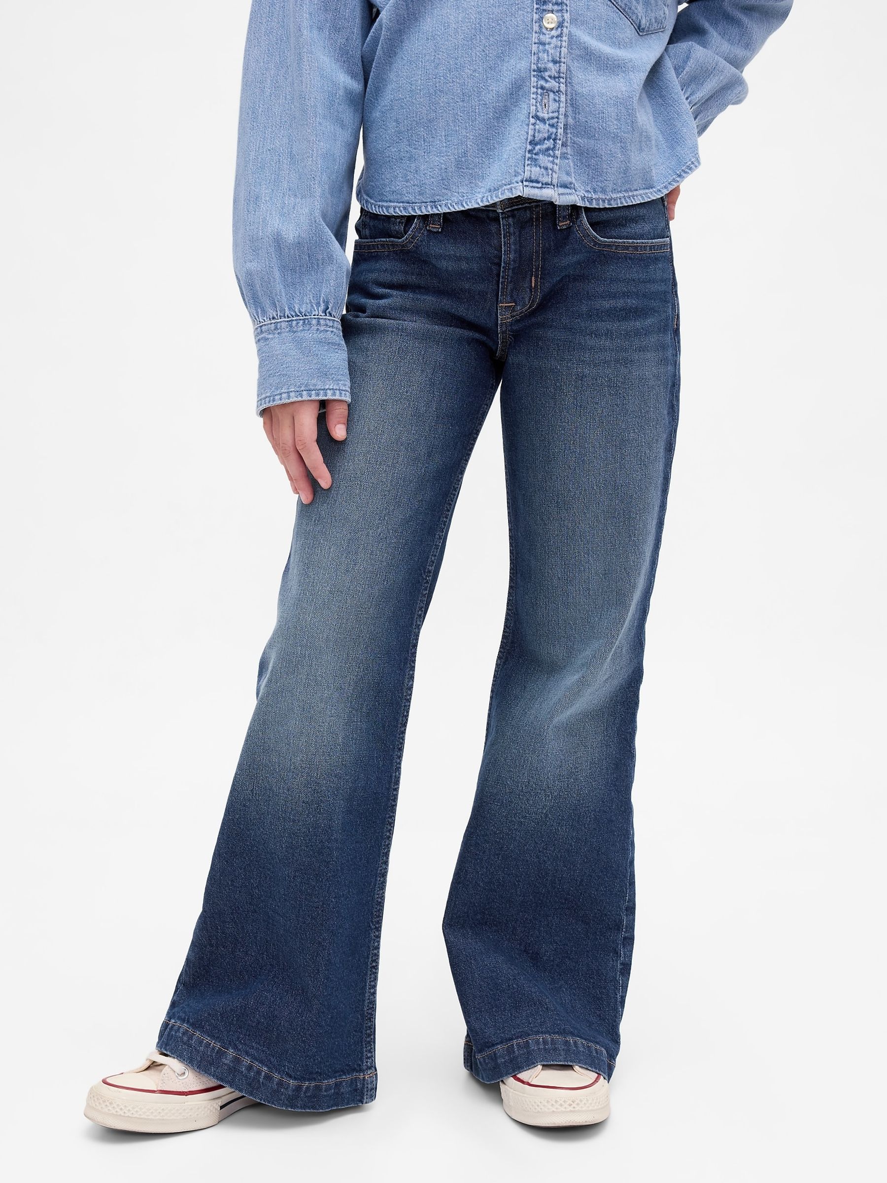 Medium Wash Low Rise Relaxed Flare Jeans - Image 1 of 5