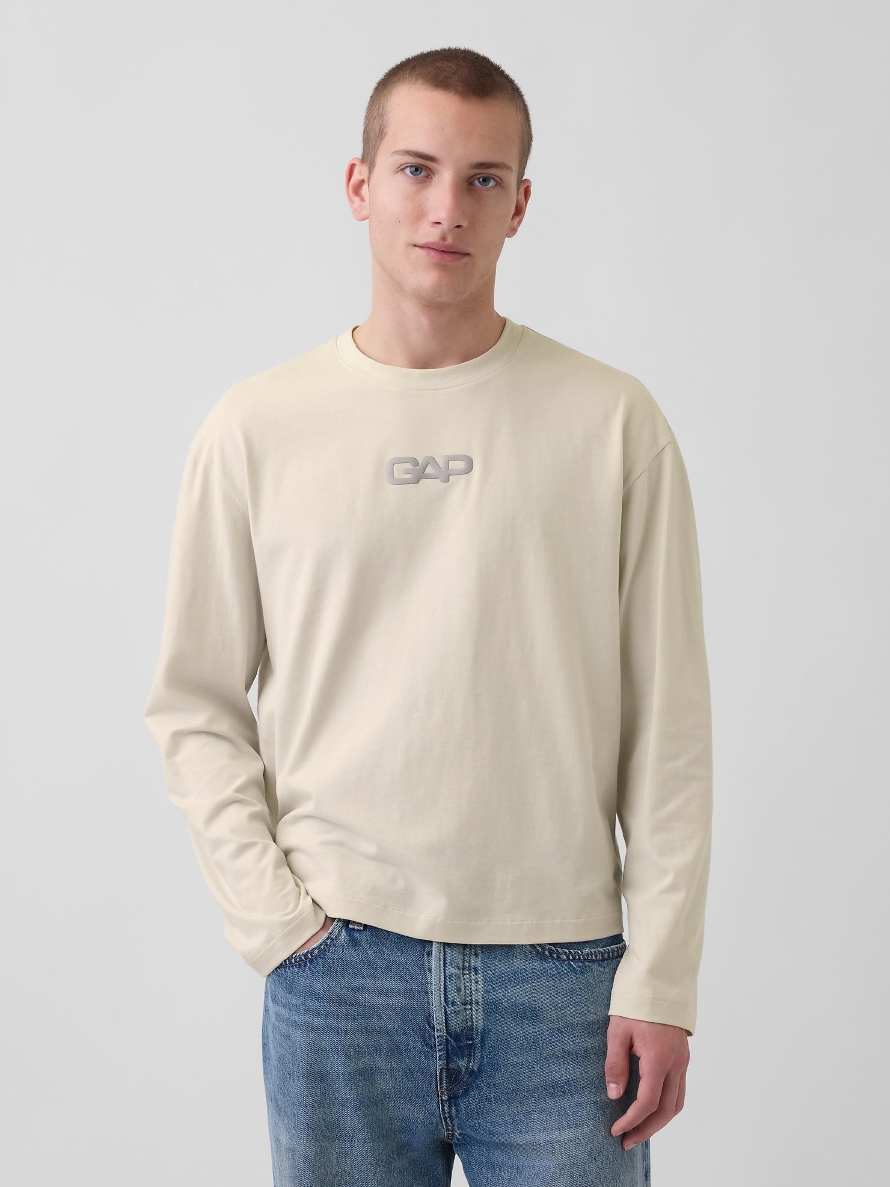 Yellow Relaxed Logo Boxy Long Sleeve T-Shirt - Image 1 of 5