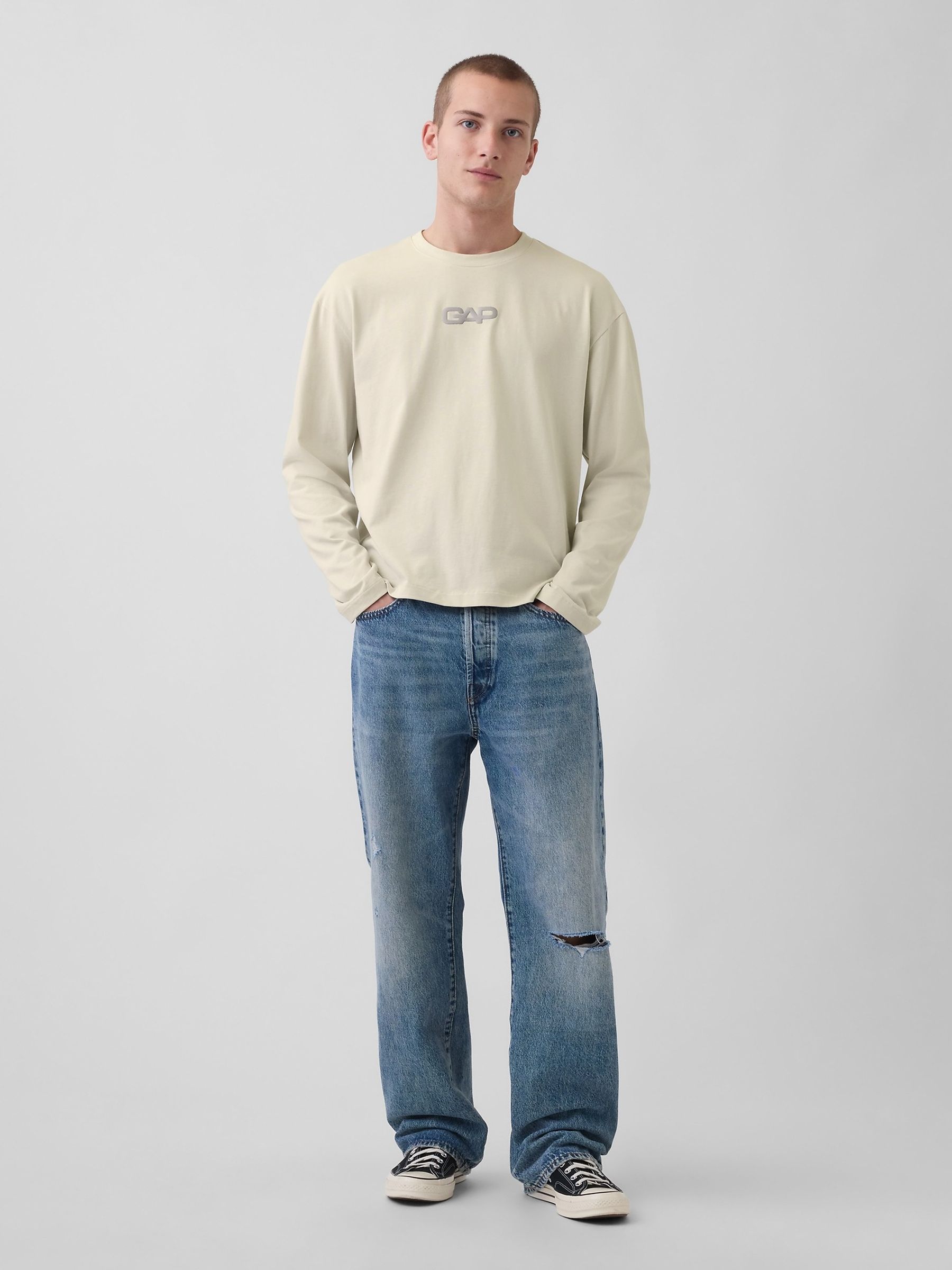 Yellow Relaxed Logo Boxy Long Sleeve T-Shirt - Image 3 of 5