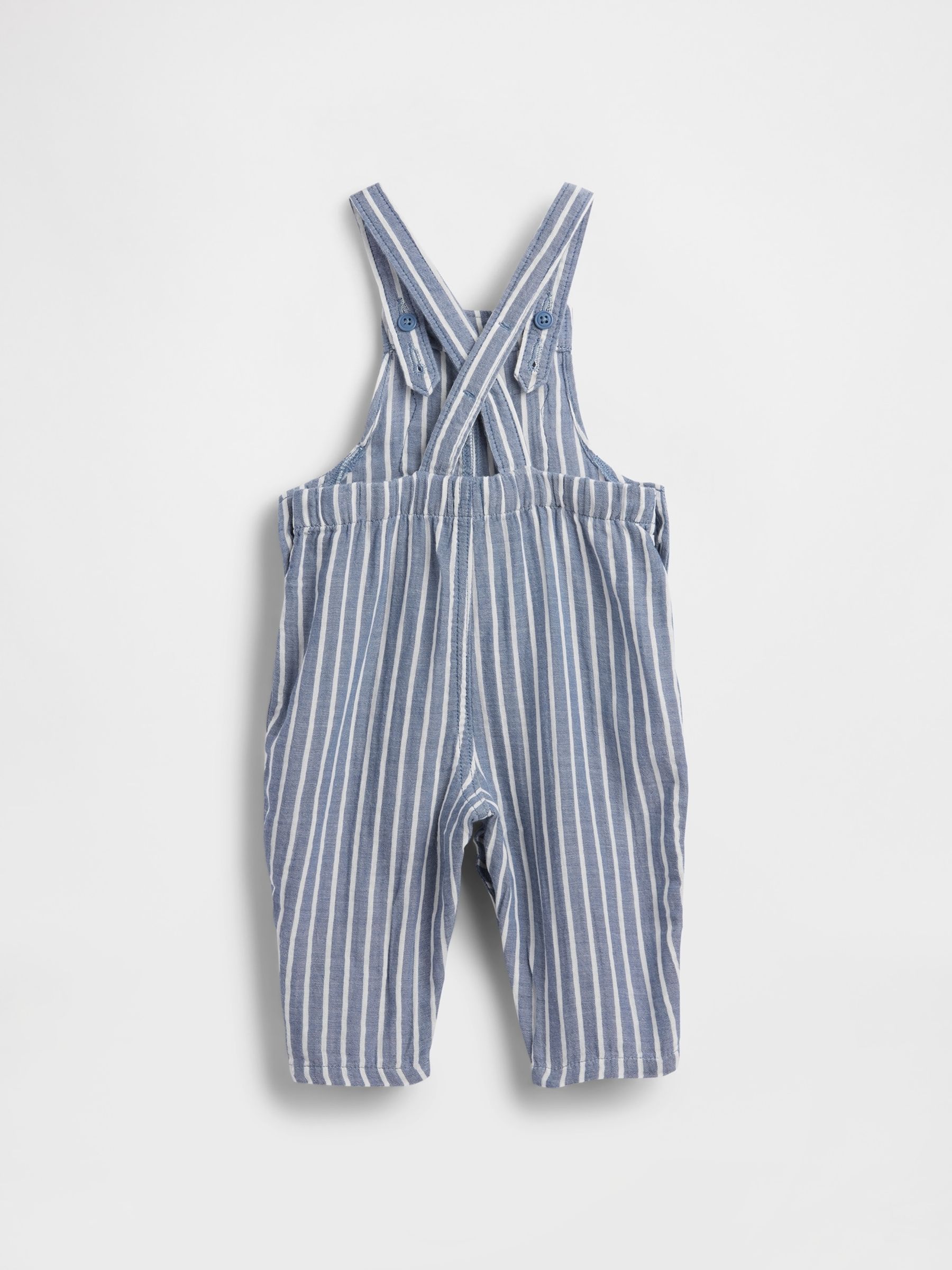 Blue Striped Cotton-Gauze Brannan Bear Overalls - Image 2 of 2