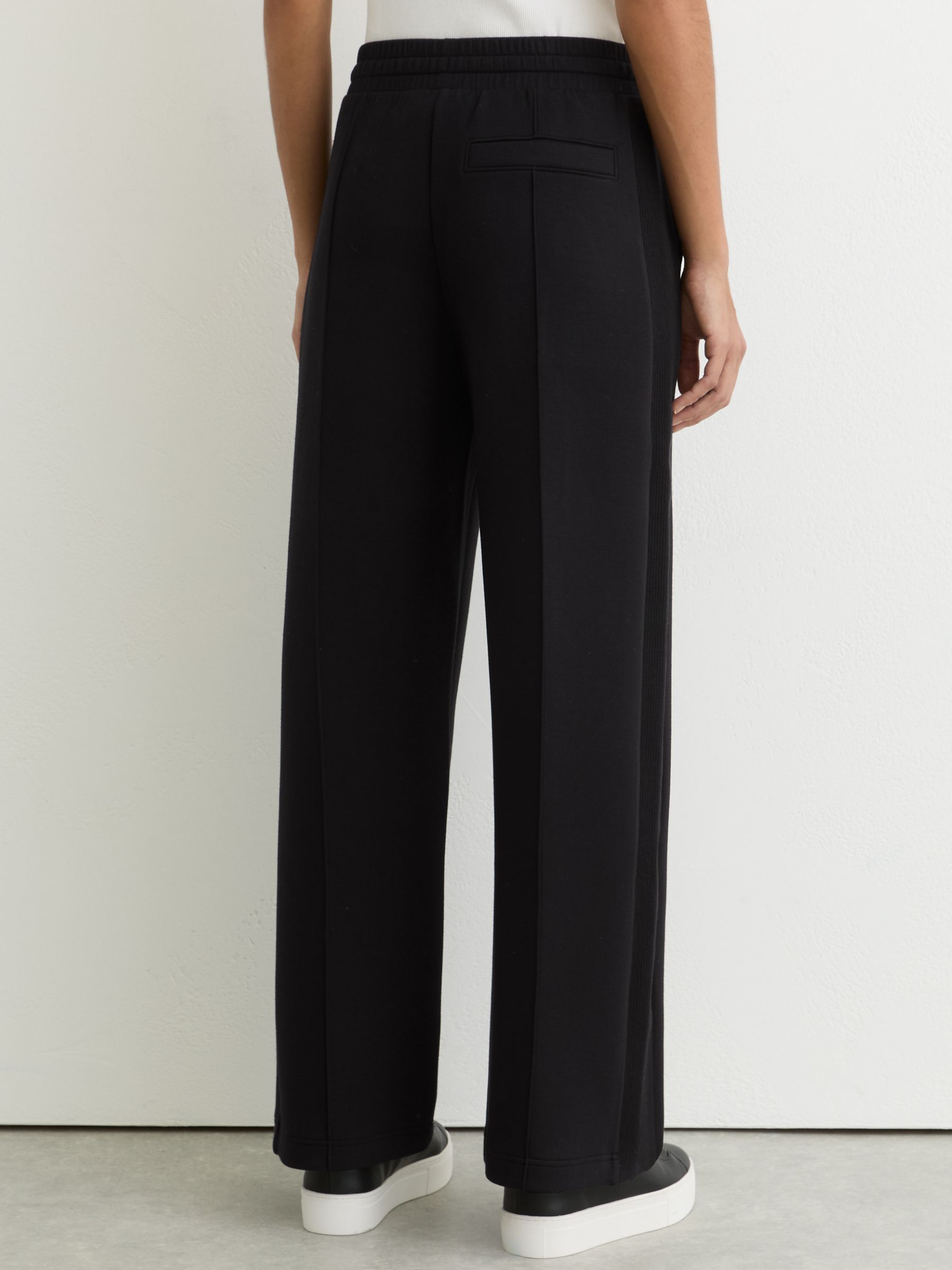 Premium Interlock Wide-Leg Joggers in Black - Image 5 of 8