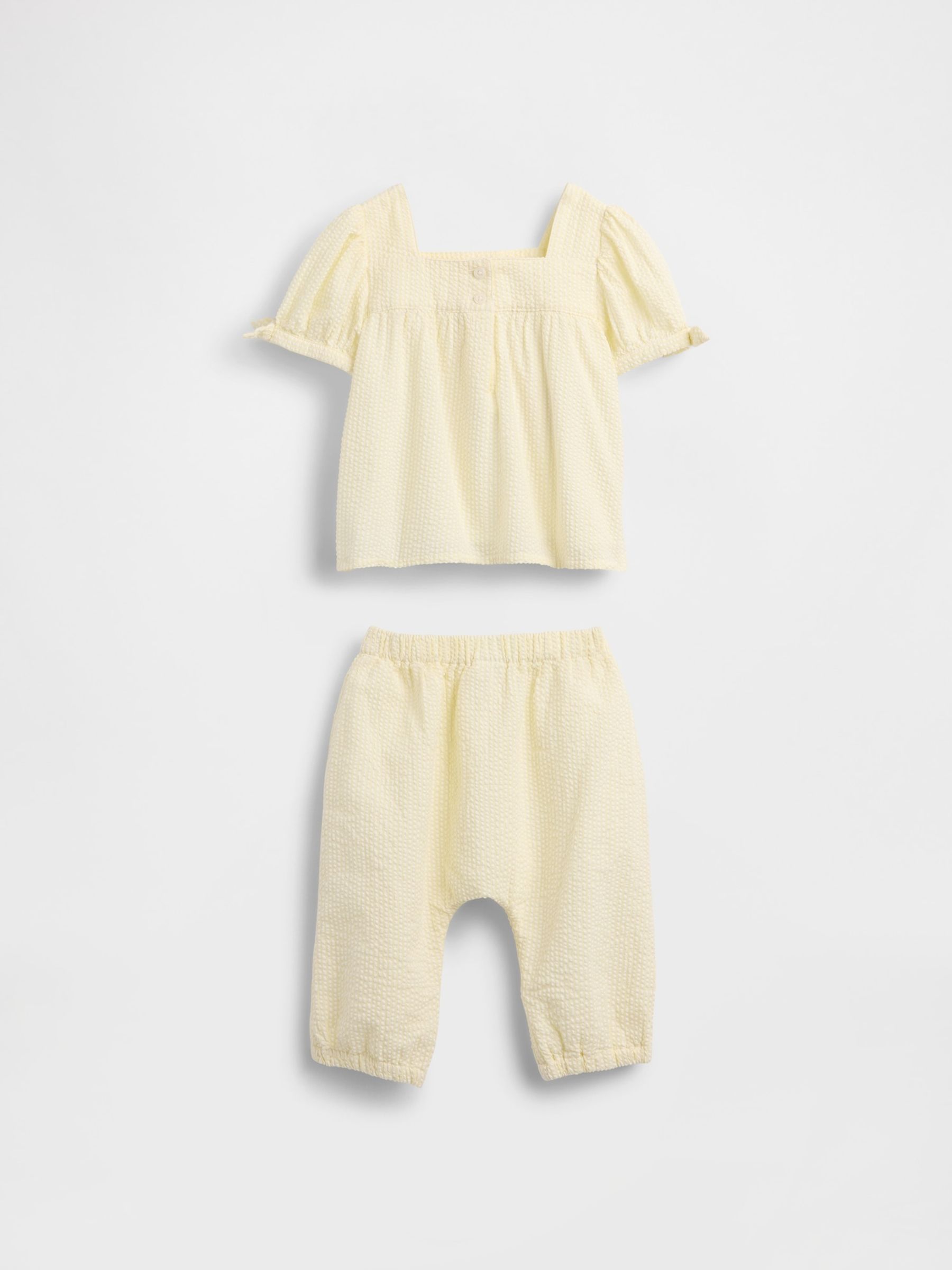 Yellow Seersucker Outfit Set - Image 2 of 3