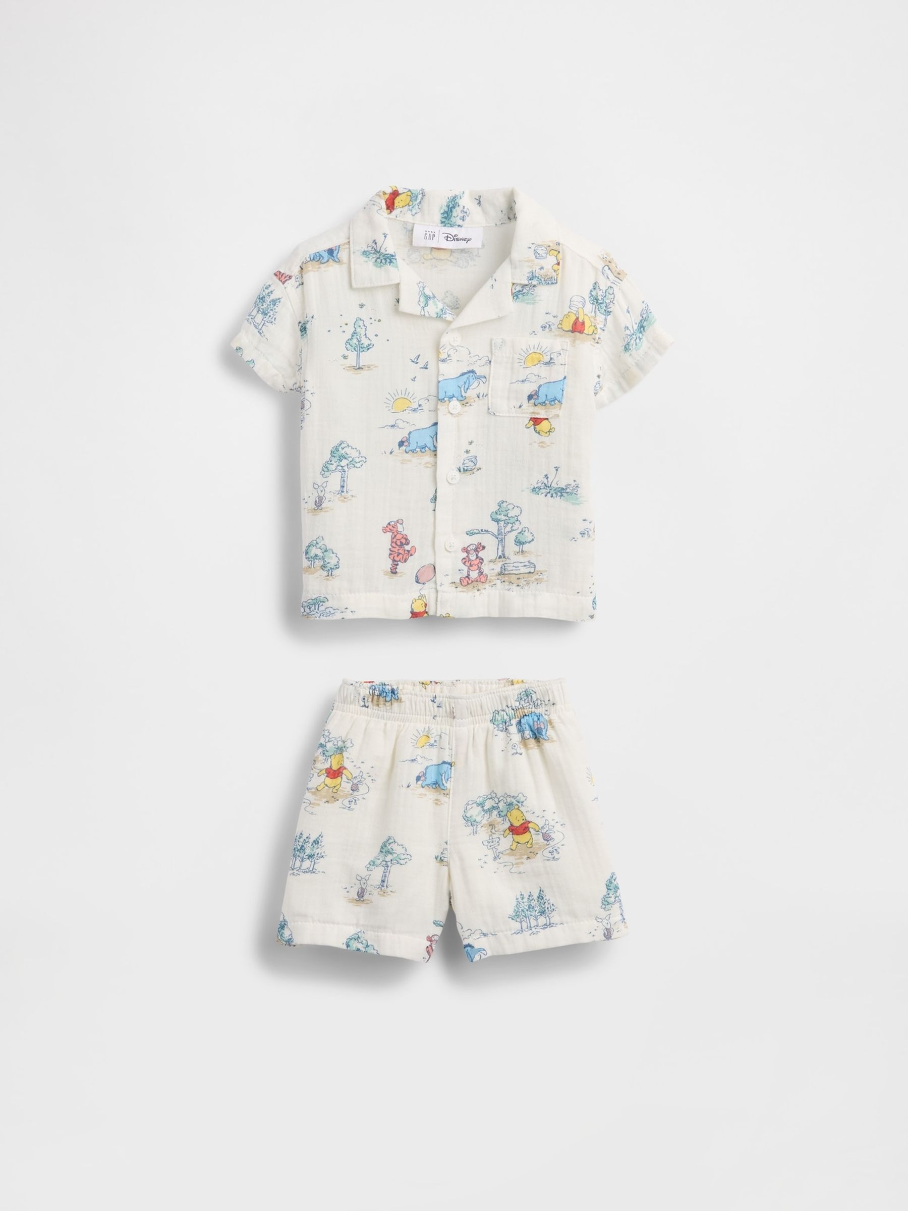 Multi Winnie The Pooh Cotton Gauze Outfit Set - Image 1 of 4