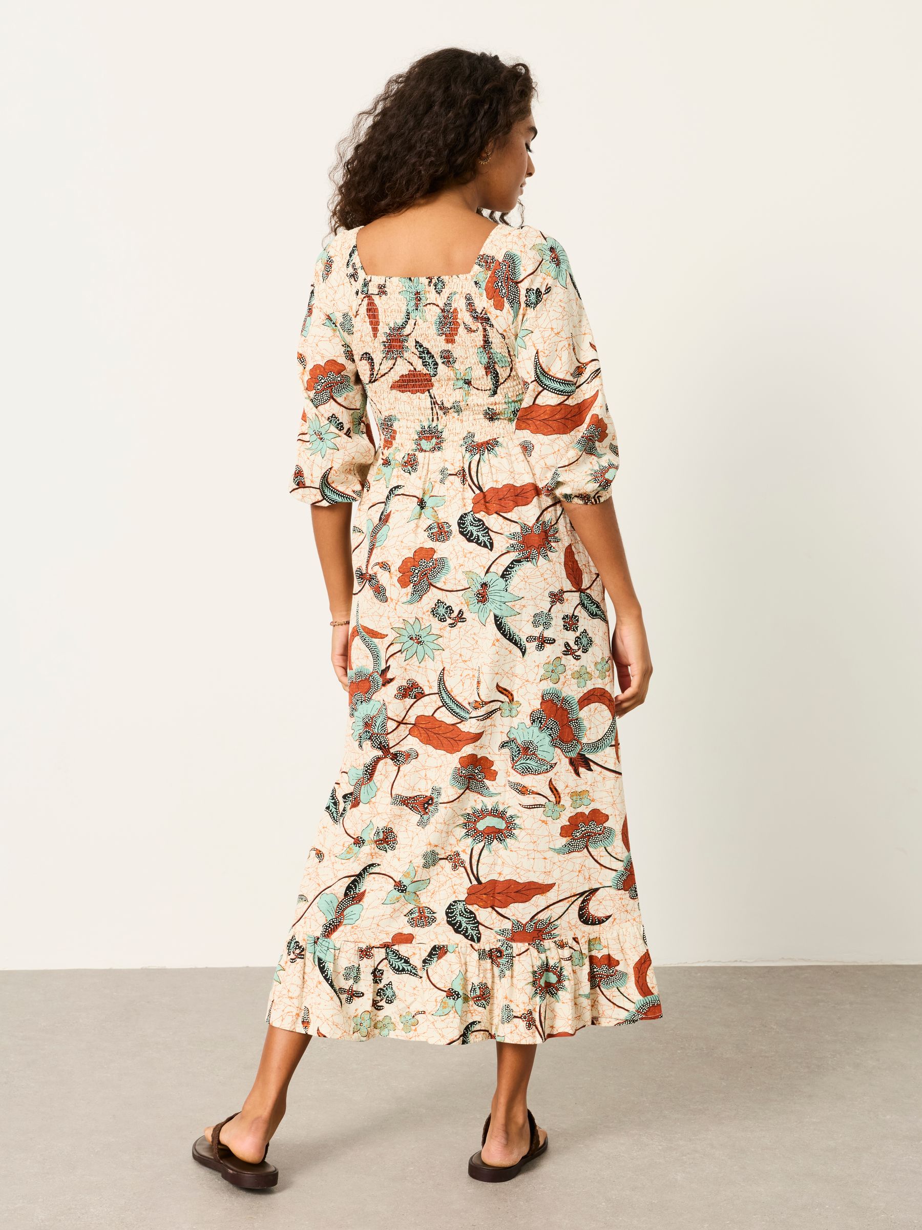 Adele Ivory Batik Regular Midi Dress - Image 2 of 6