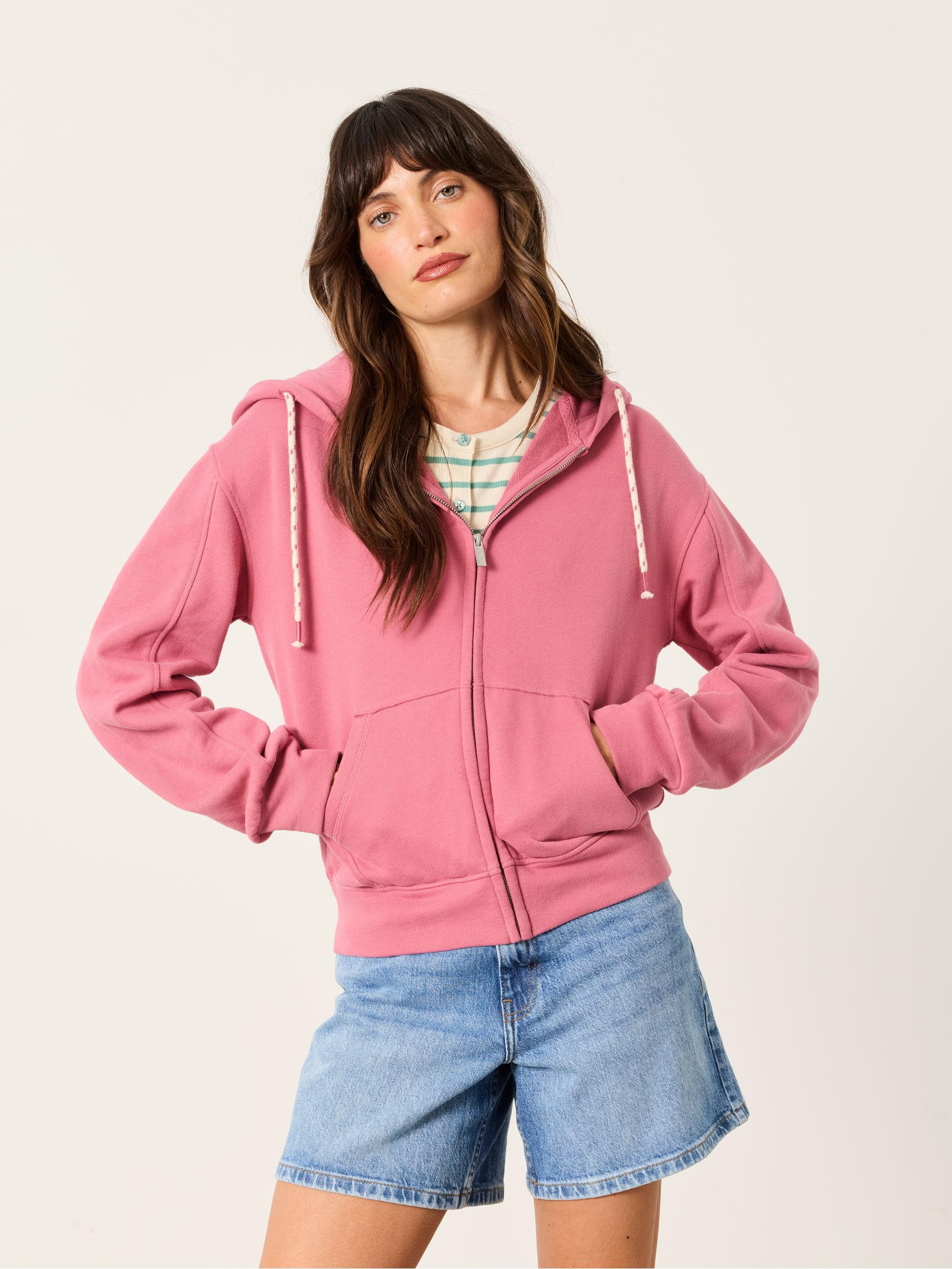 Flora Dark Pink Zip Through Hoodie - Image 3 of 6