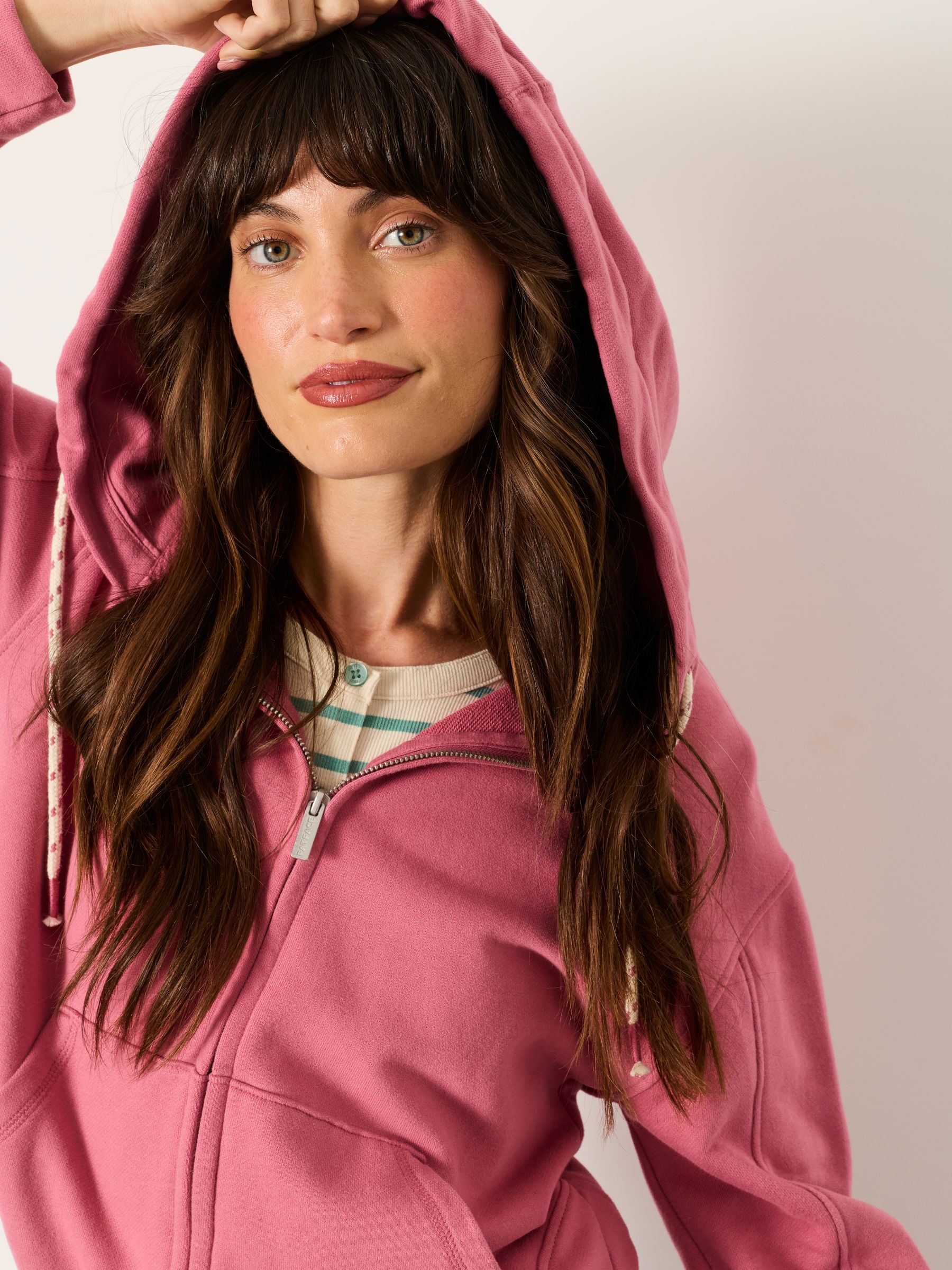 Flora Dark Pink Zip Through Hoodie - Image 4 of 6