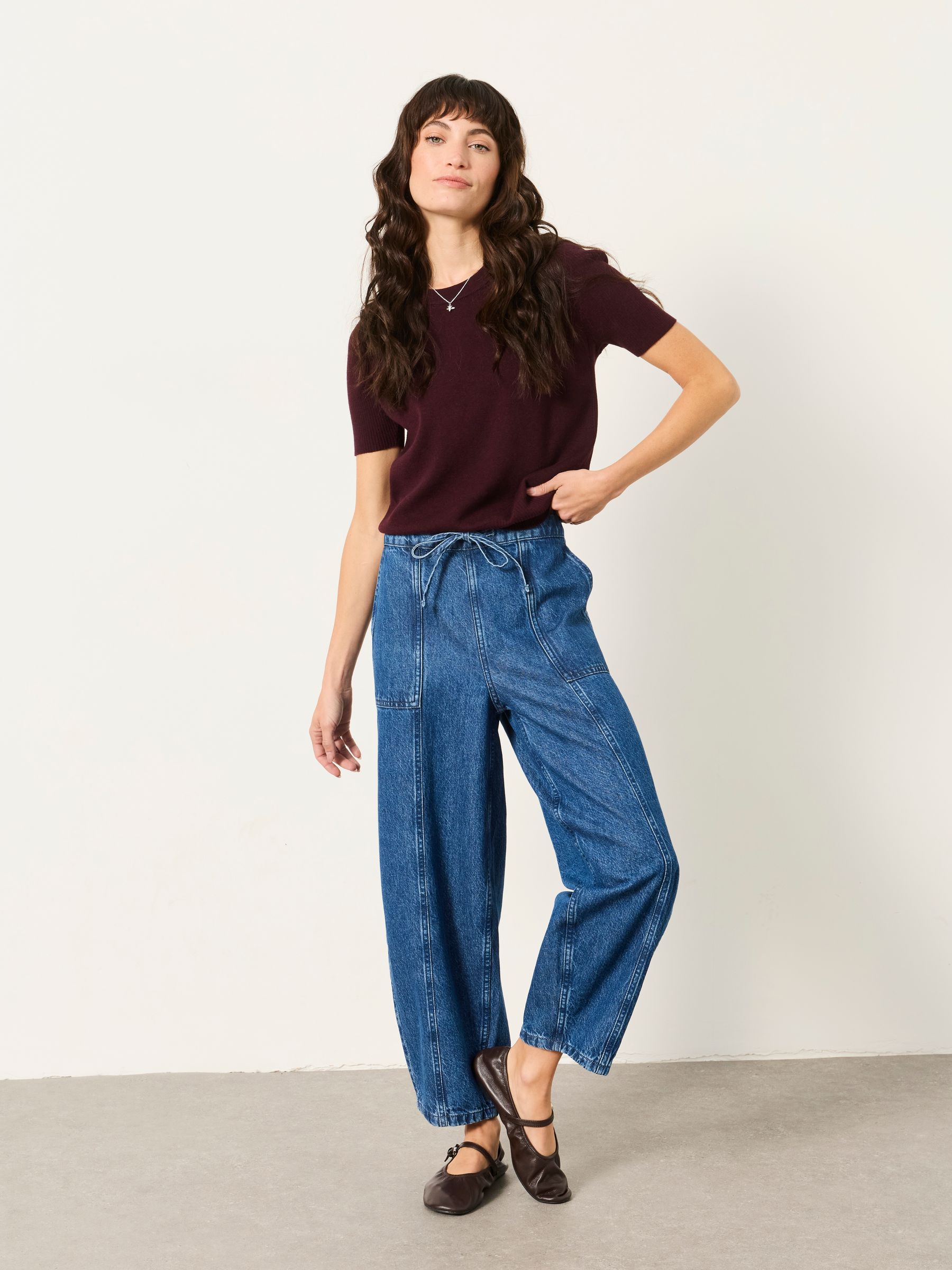 Selene Burgundy Red Short Sleeve Knitted Top - Image 4 of 6