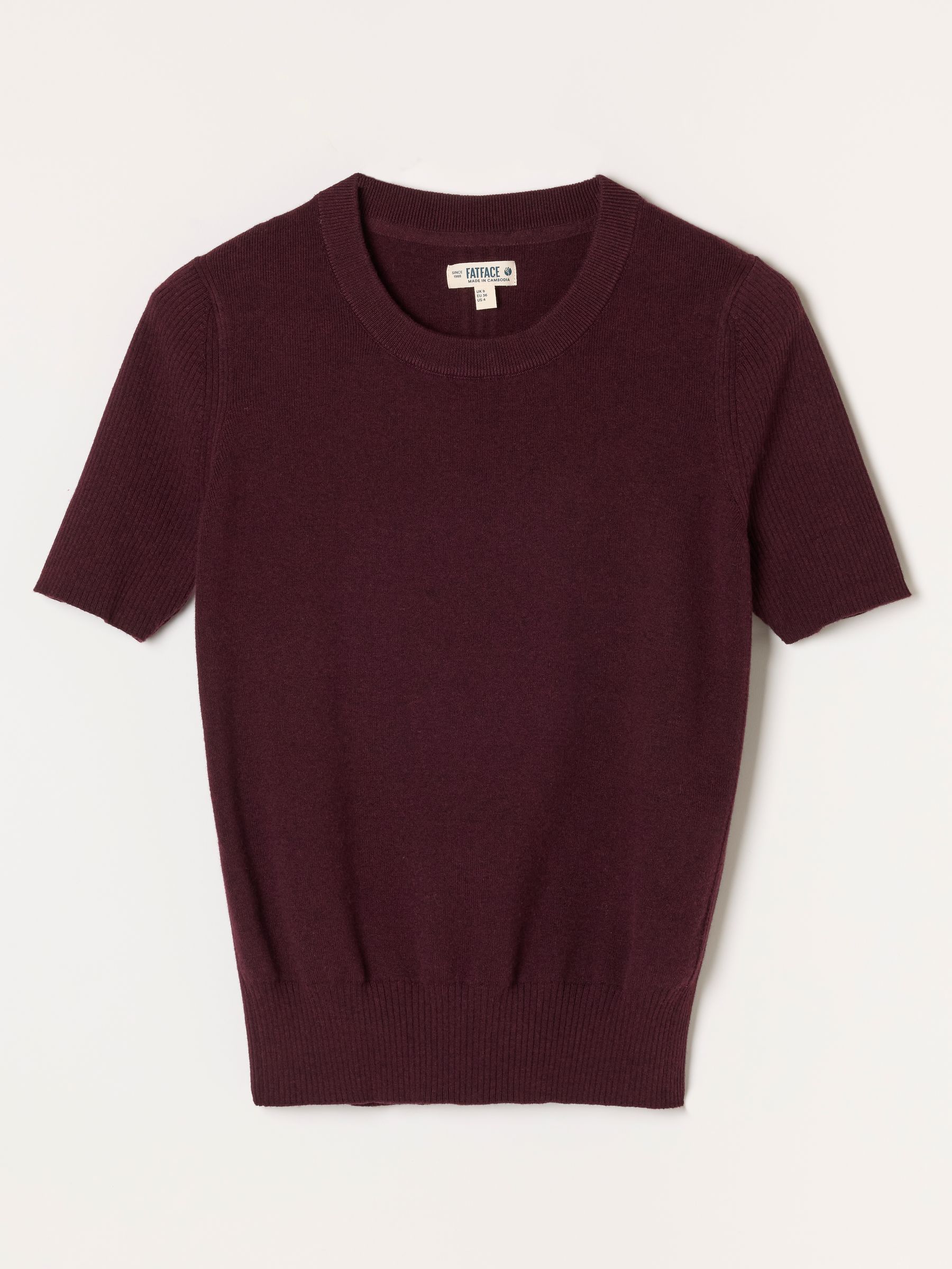 Selene Burgundy Red Short Sleeve Knitted Top - Image 6 of 6