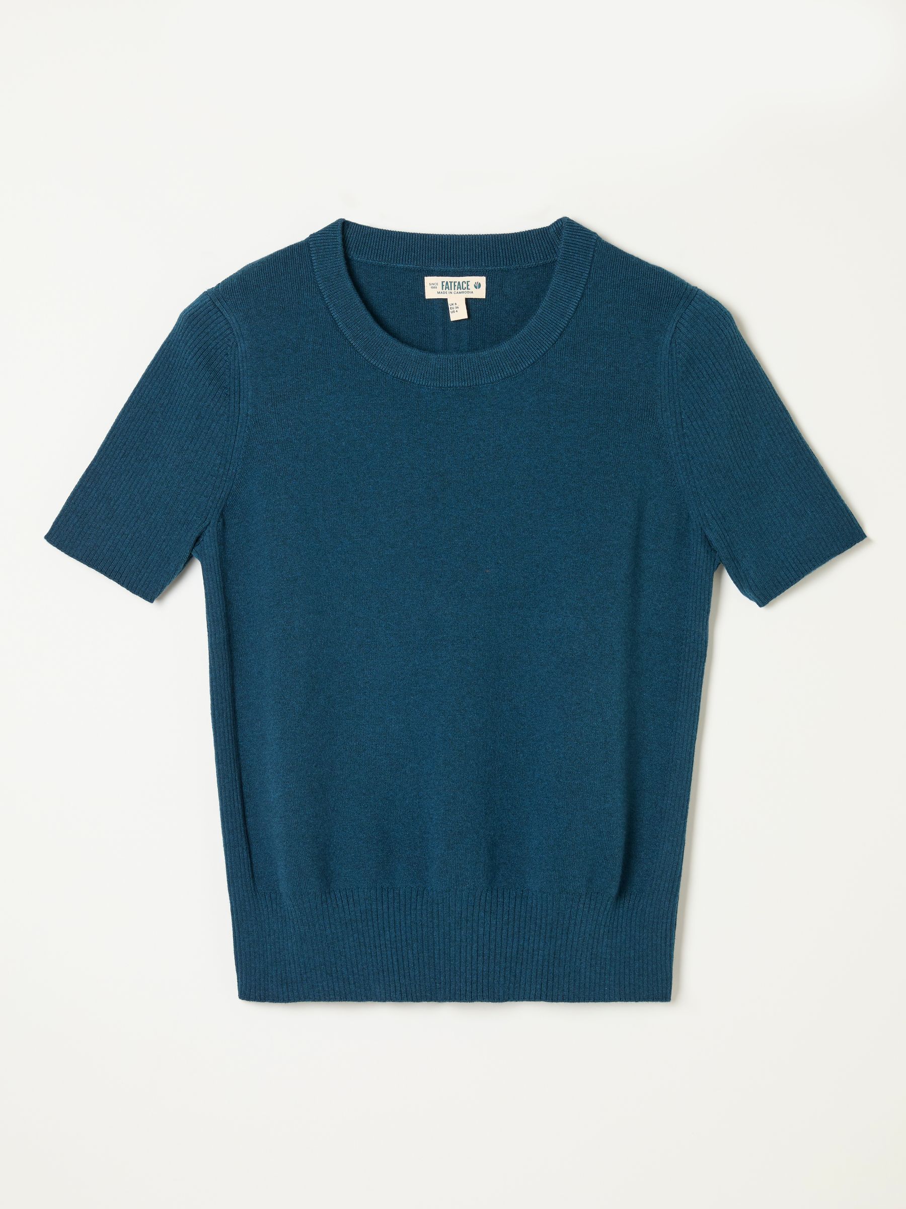Selene Teal Blue Short Sleeve Knitted Top - Image 6 of 6 Selene Teal Blue Short Sleeve Knitted Top - Image 6 of 6