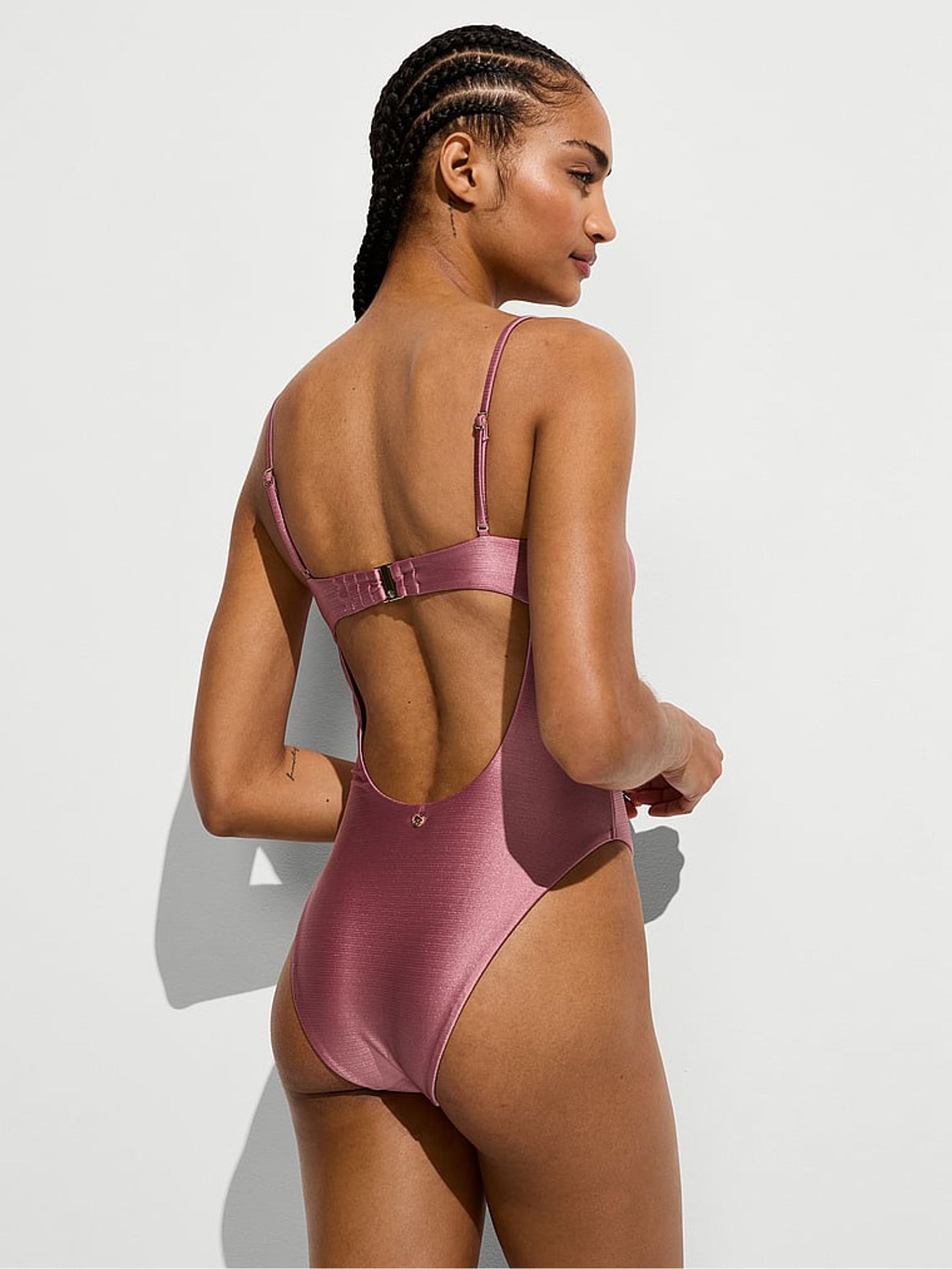 Dusk Rose Pink Rings Twist Swimsuit - Image 2 of 3