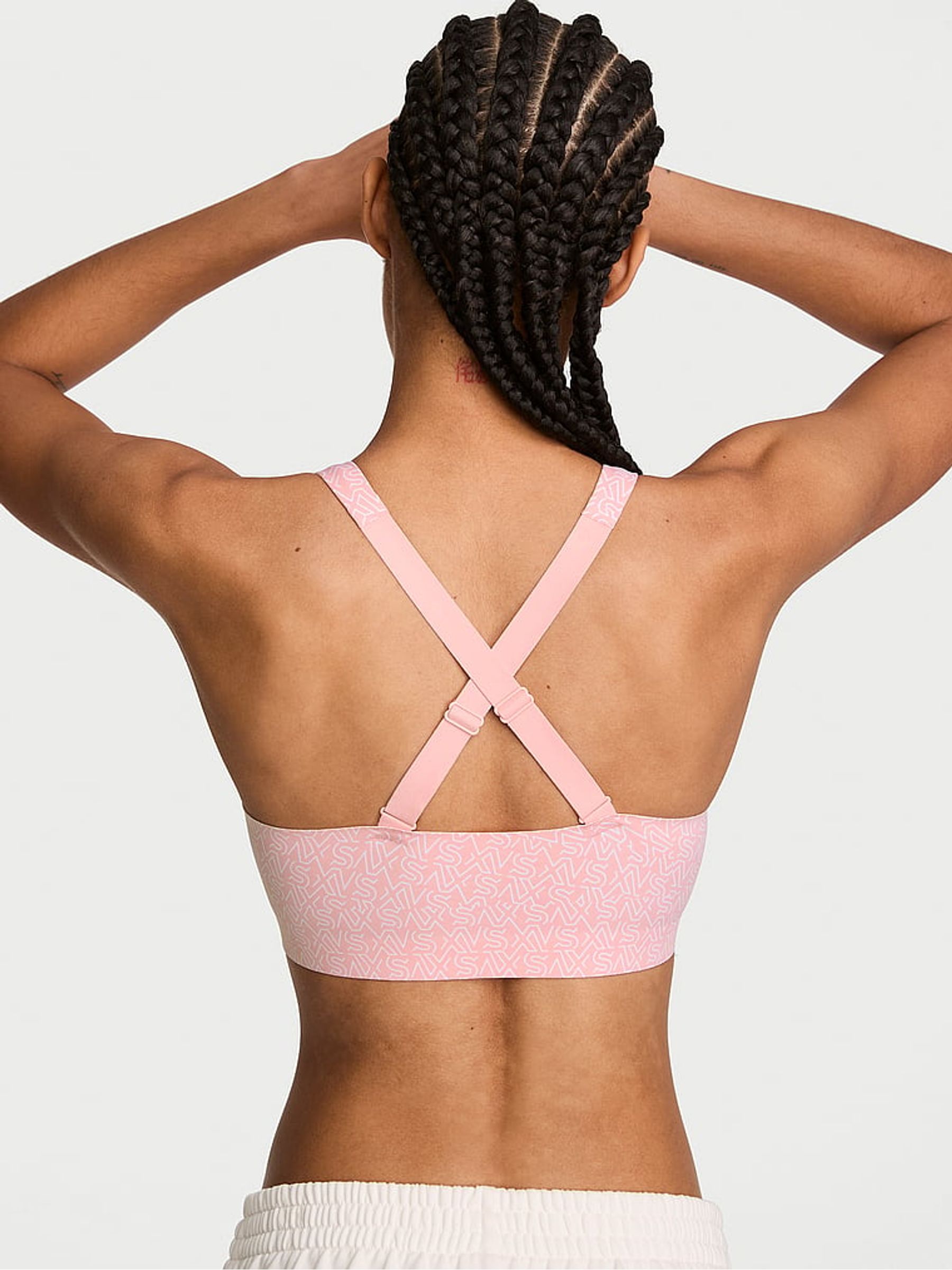 Dusk Pink Logos Front Close High Impact Sports Bra - Image 2 of 2