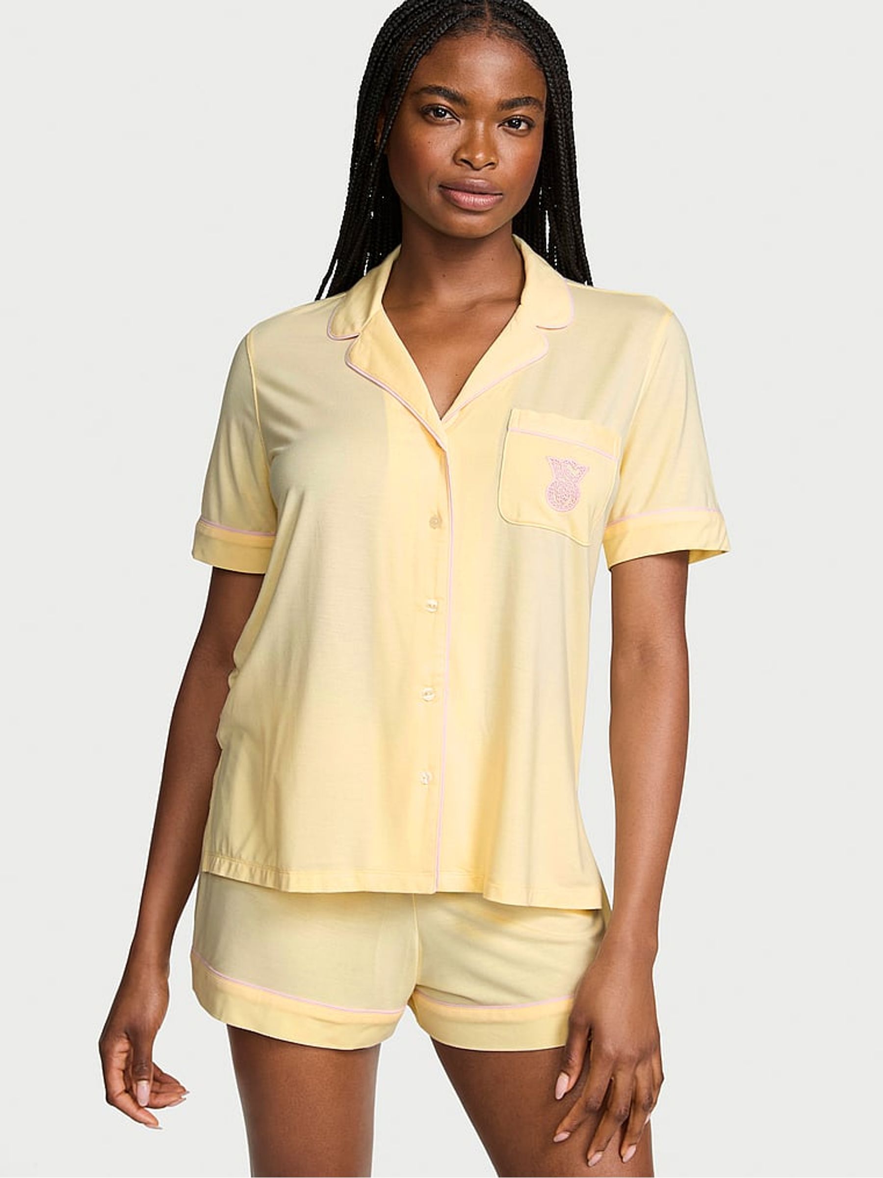 Sunny Honey Yellow Modal Short Pyjamas Set - Image 1 of 2