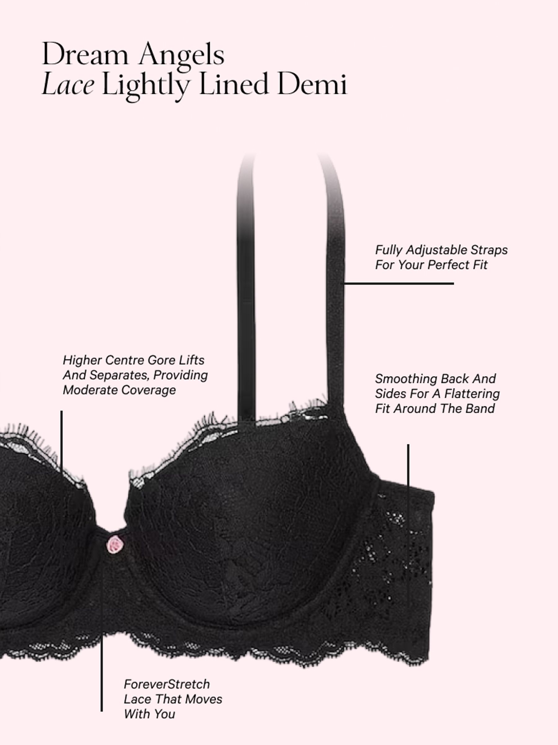 Bliss Blue Lightly Lined Demi Lace Bra - Image 4 of 4 Bliss Blue Lightly Lined Demi Lace Bra - Image 4 of 4