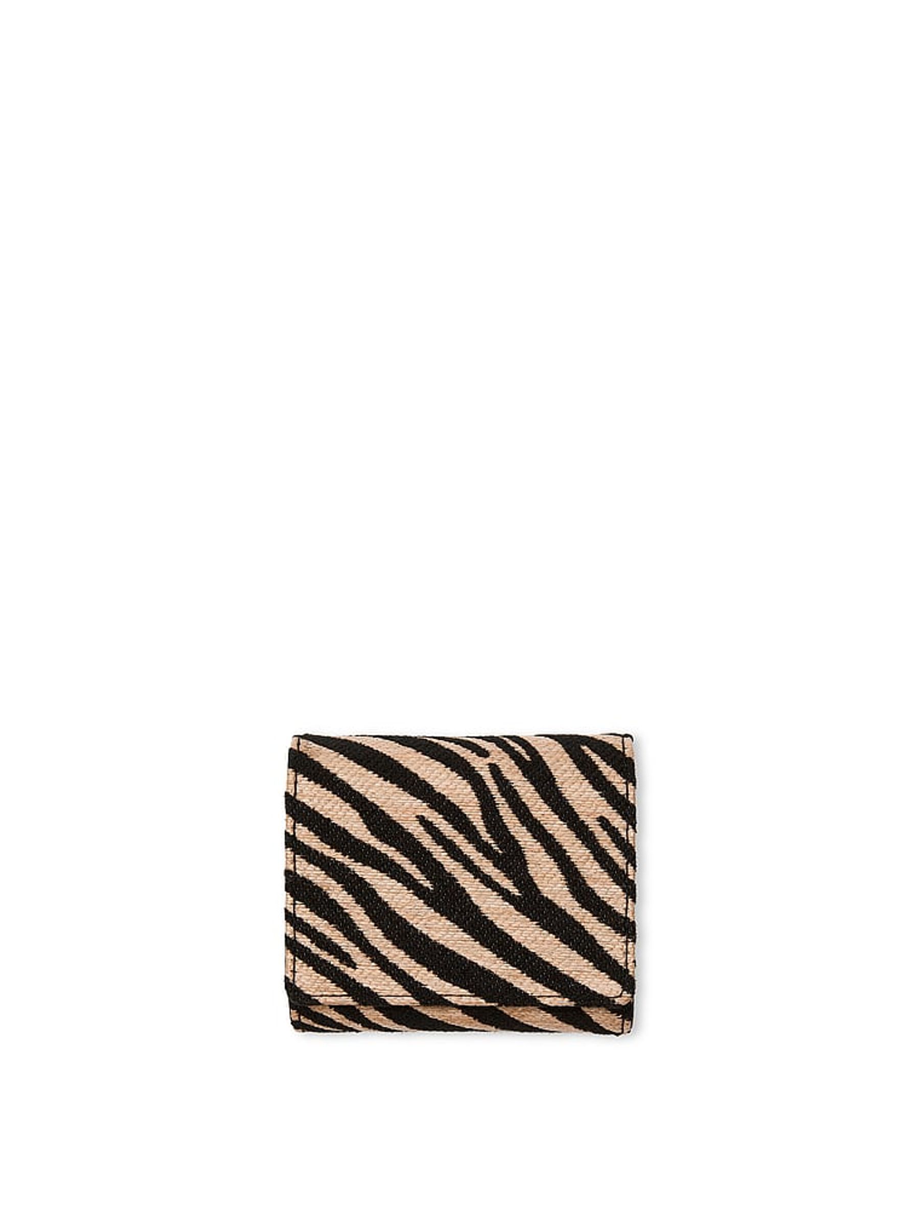 Black Zebra Straw Foldover Card Holder - Image 1 of 3