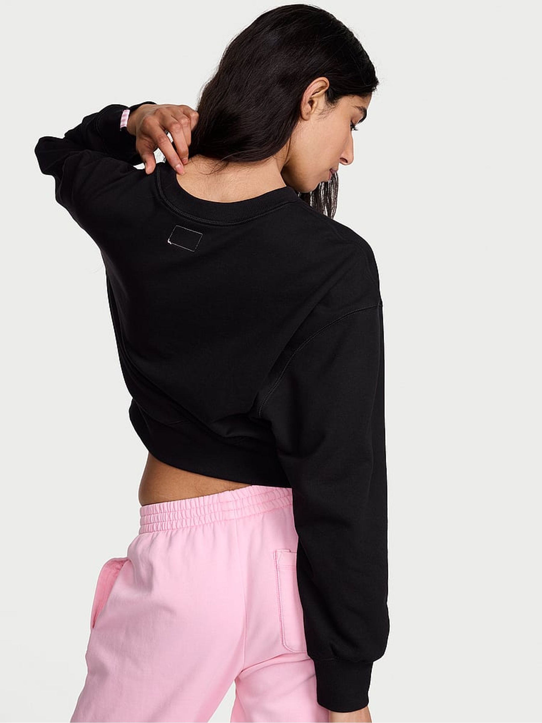 Black Terry Cropped Crewneck Sweatshirt - Image 2 of 2