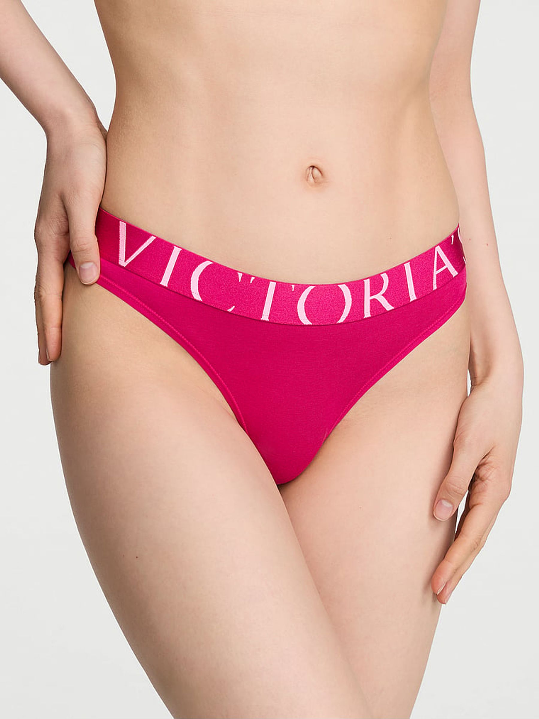 Vibrant Fuchsia Pink Thong Exploded Logo Knickers - Image 1 of 2
