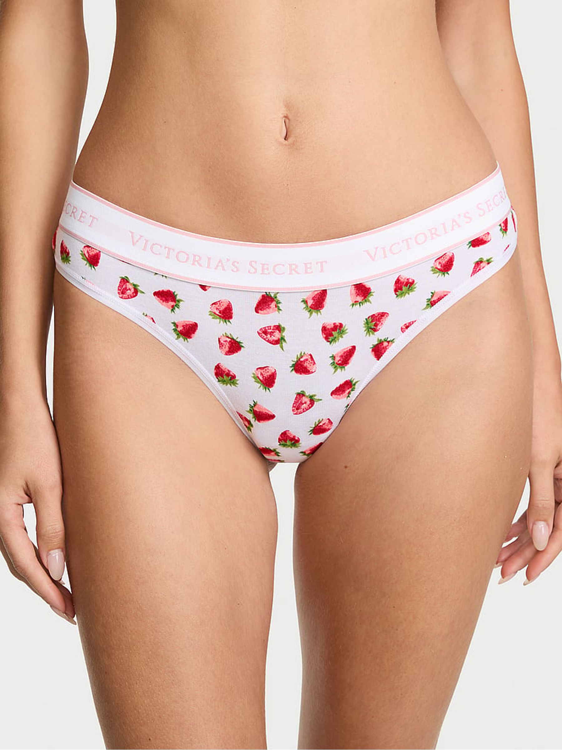 White Strawberries Thong Logo Knickers - Image 1 of 2