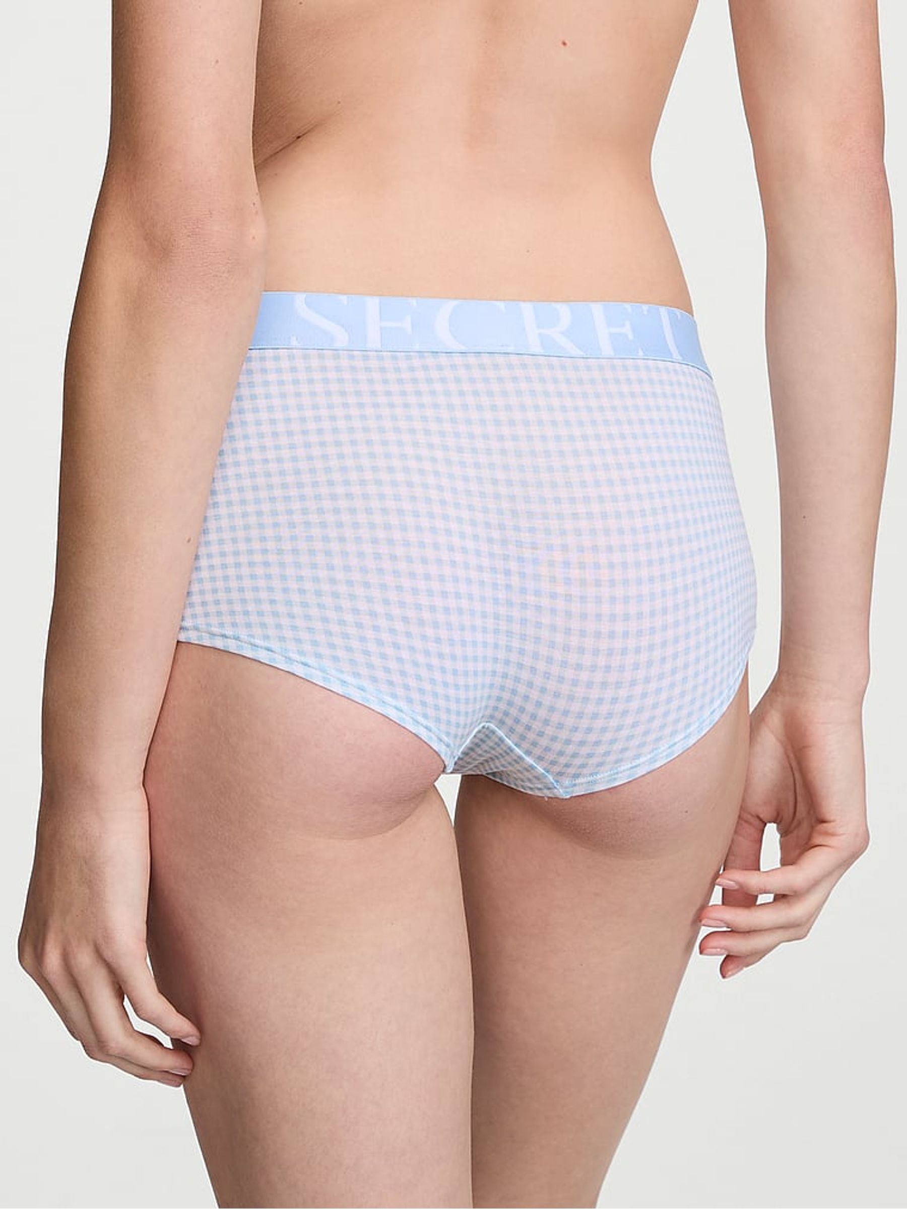 Linen Blue Gingham Short Exploded Logo Knickers - Image 2 of 2