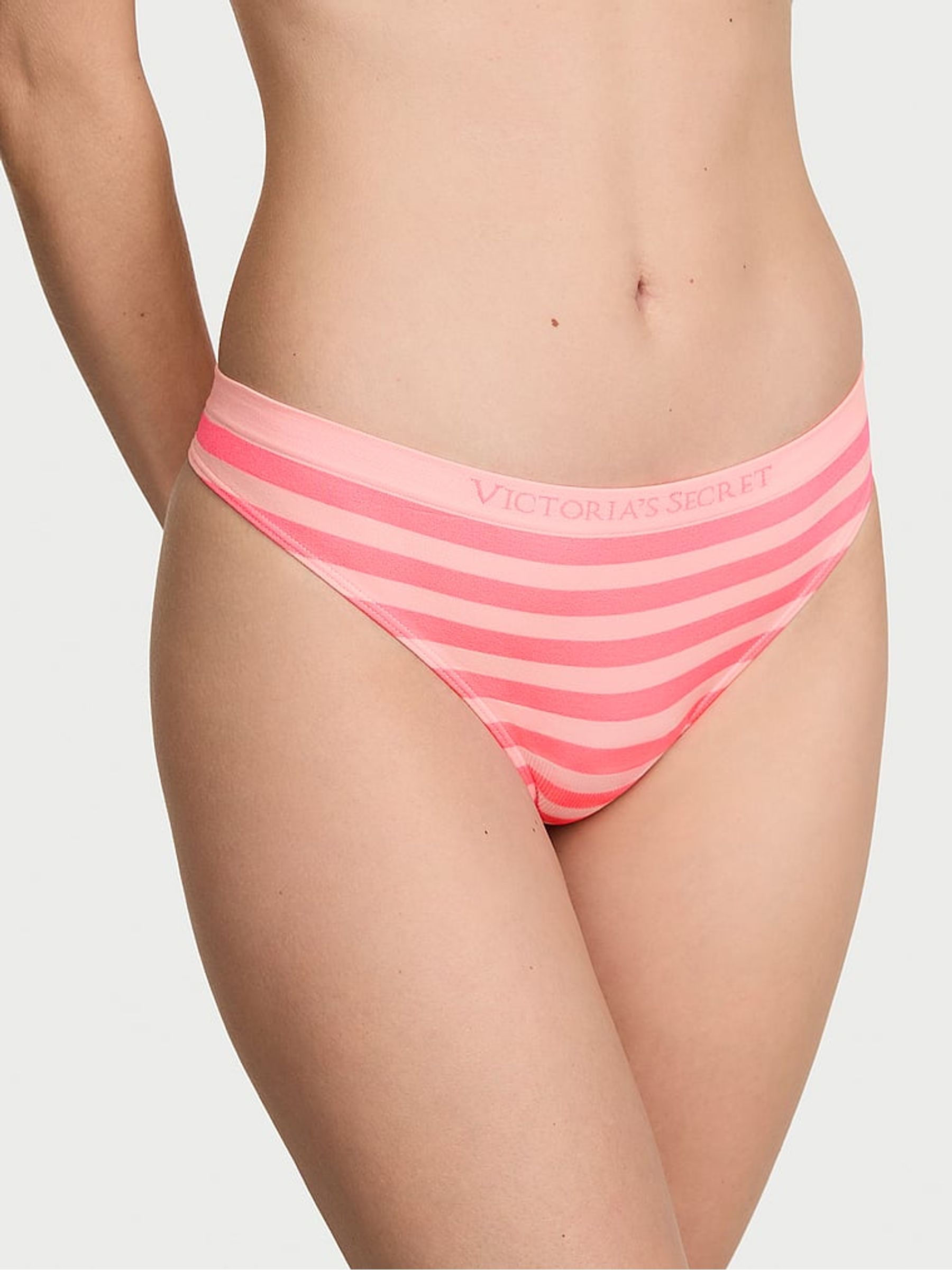 Pink Highlighter Thong Stripe Knickers - Image 1 of 2