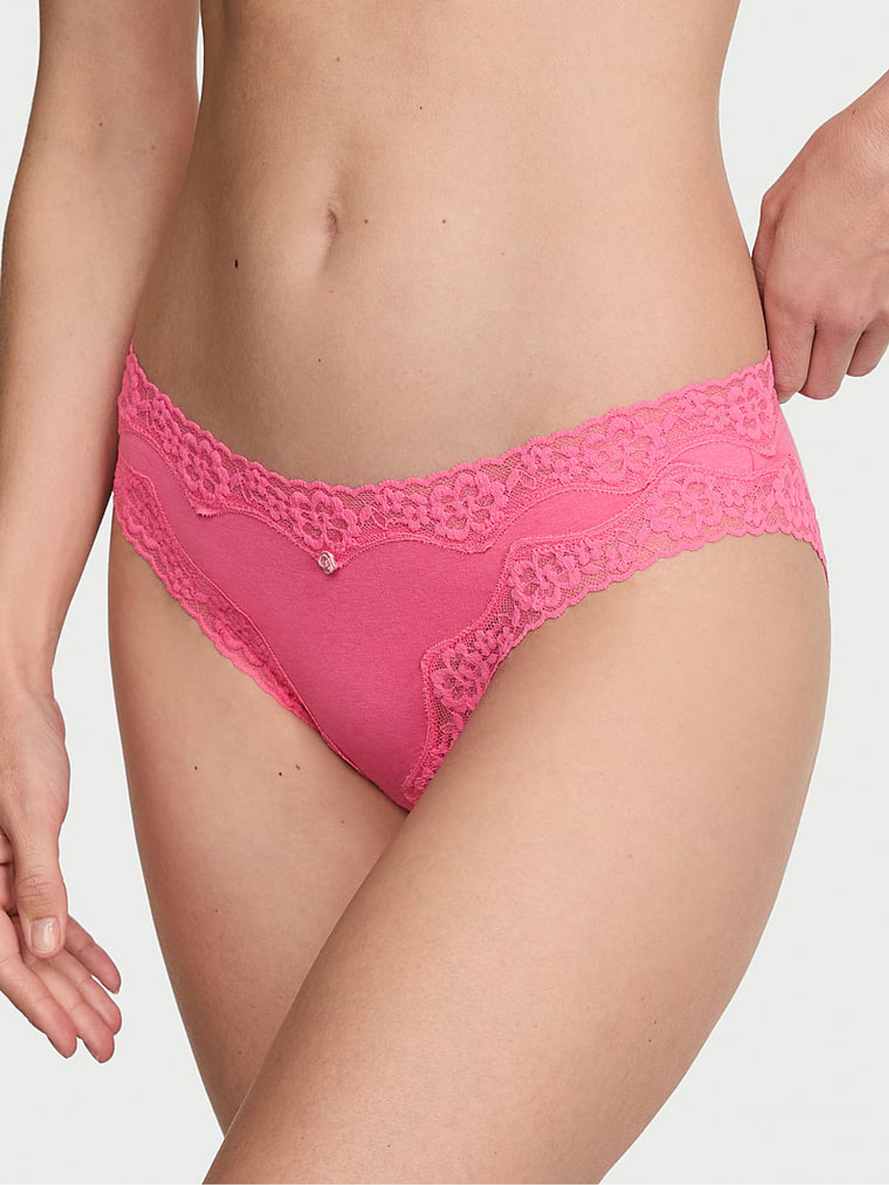 Pink Radiance Bikini Cotton Lace Waist Knickers - Image 1 of 2
