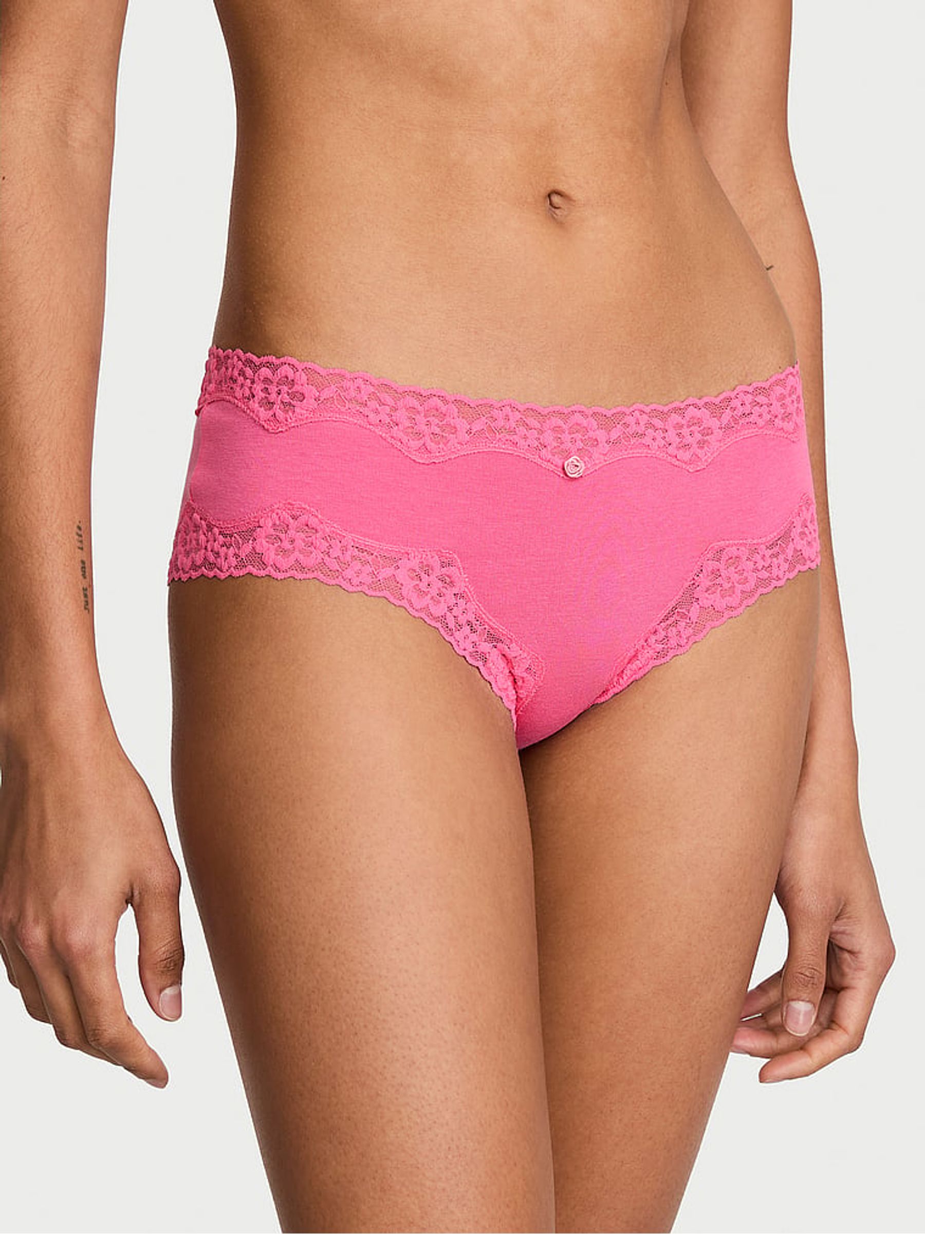 Pink Radiance Cheeky Cotton Lace Waist Knickers - Image 2 of 3