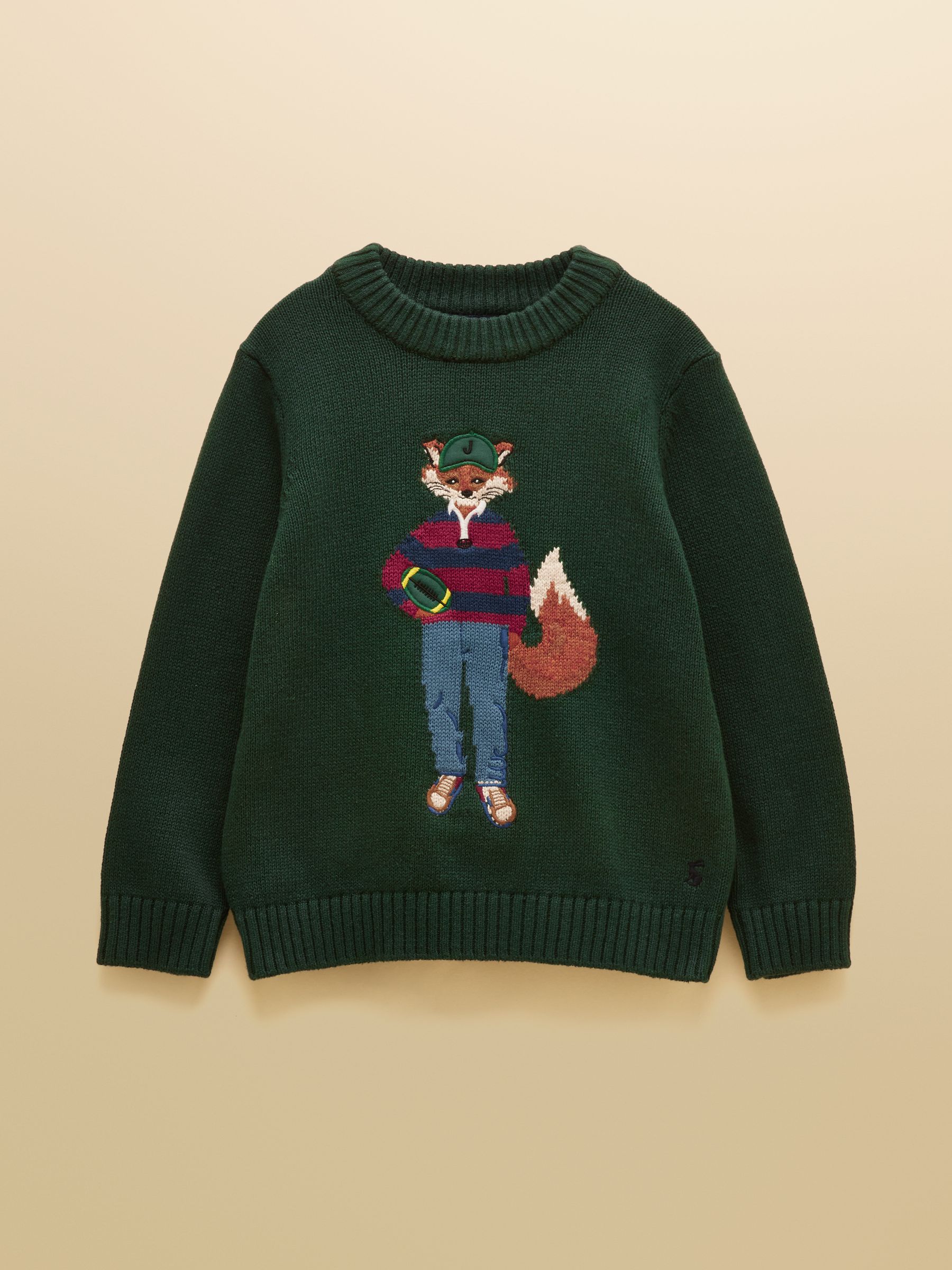Boys' Intarsia Green Jonty Fox Knit Jumper - Image 1 of 4