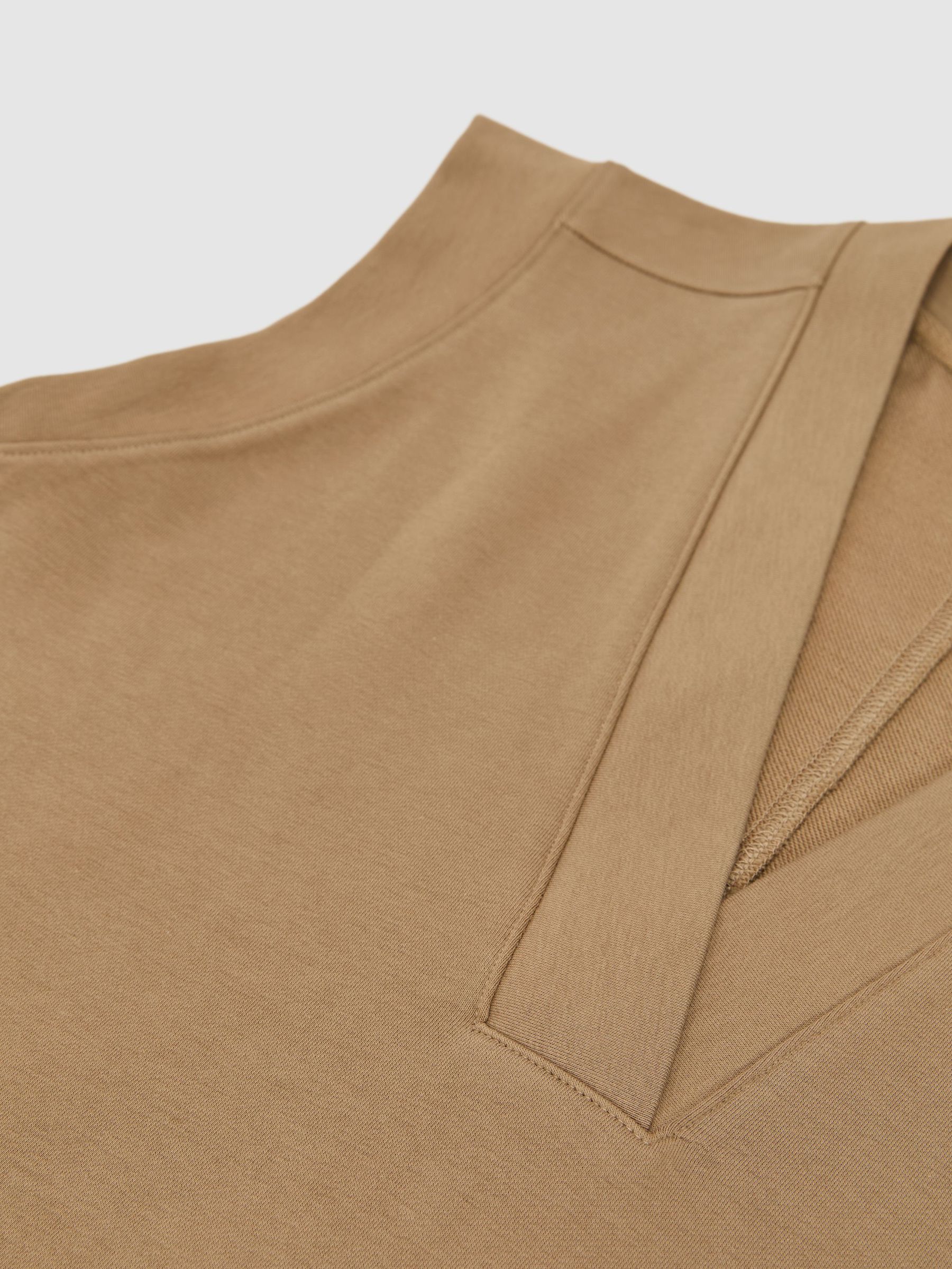 Cotton-Blend Sleeveless V-Neck Sweat Top in Tan Neutral - image 3