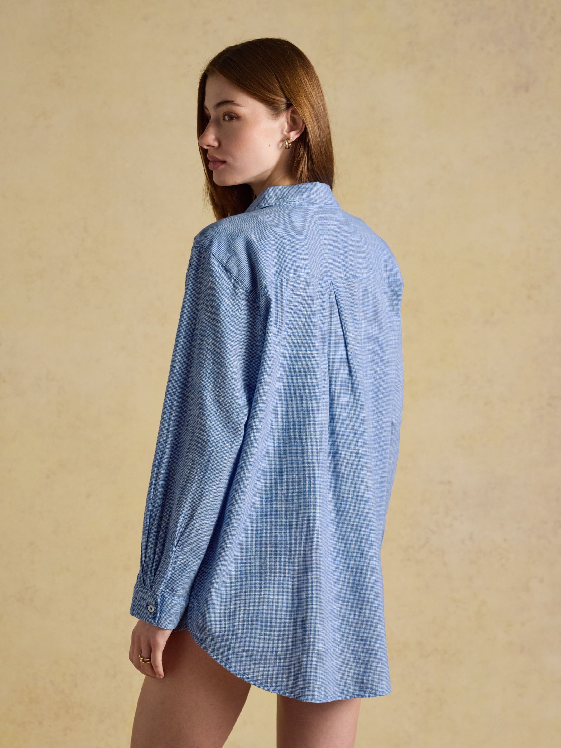 Sophia Blue Longline Cotton Shirt - Image 2 of 8