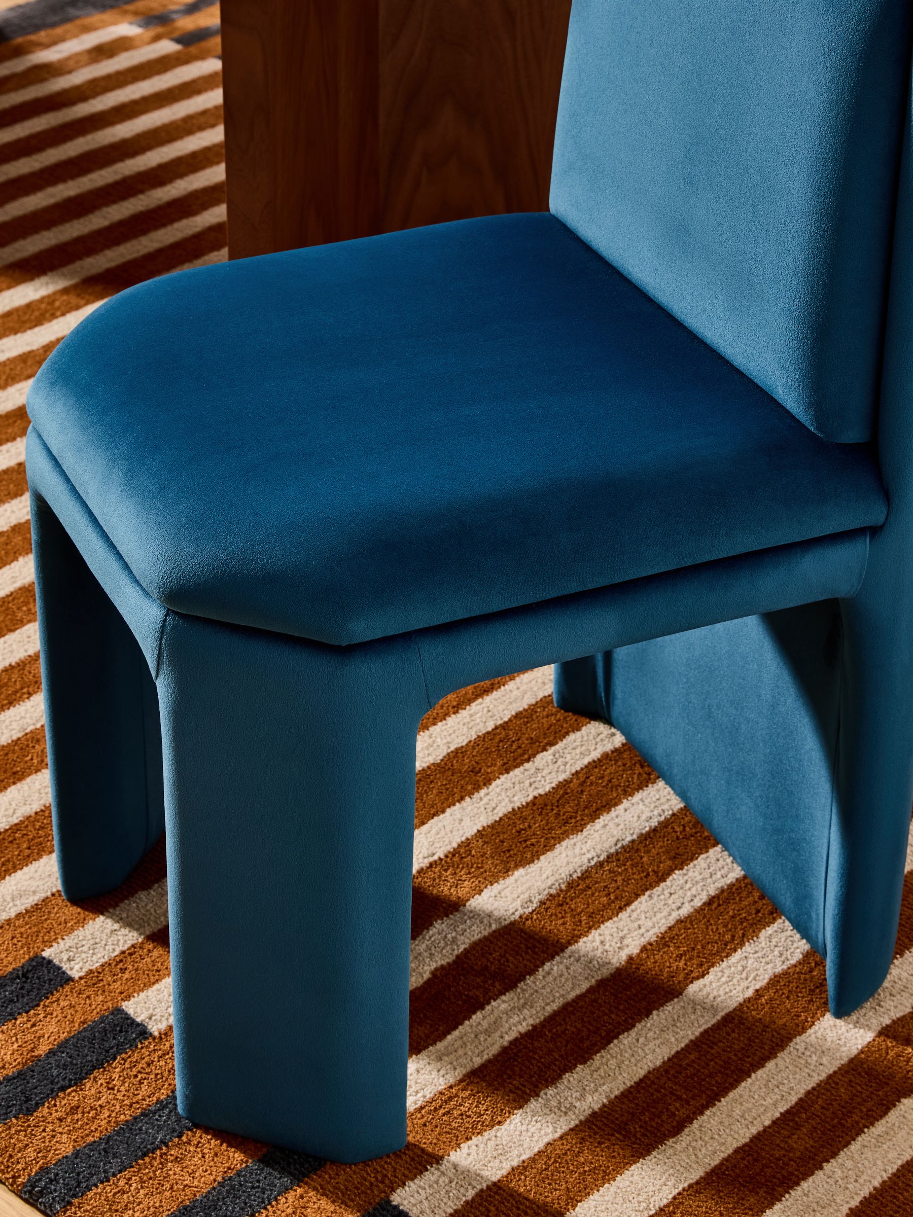 Set of 2 Ciel Fully Upholstered Dining Chairs in Velvet Navy - Image 2 of 5