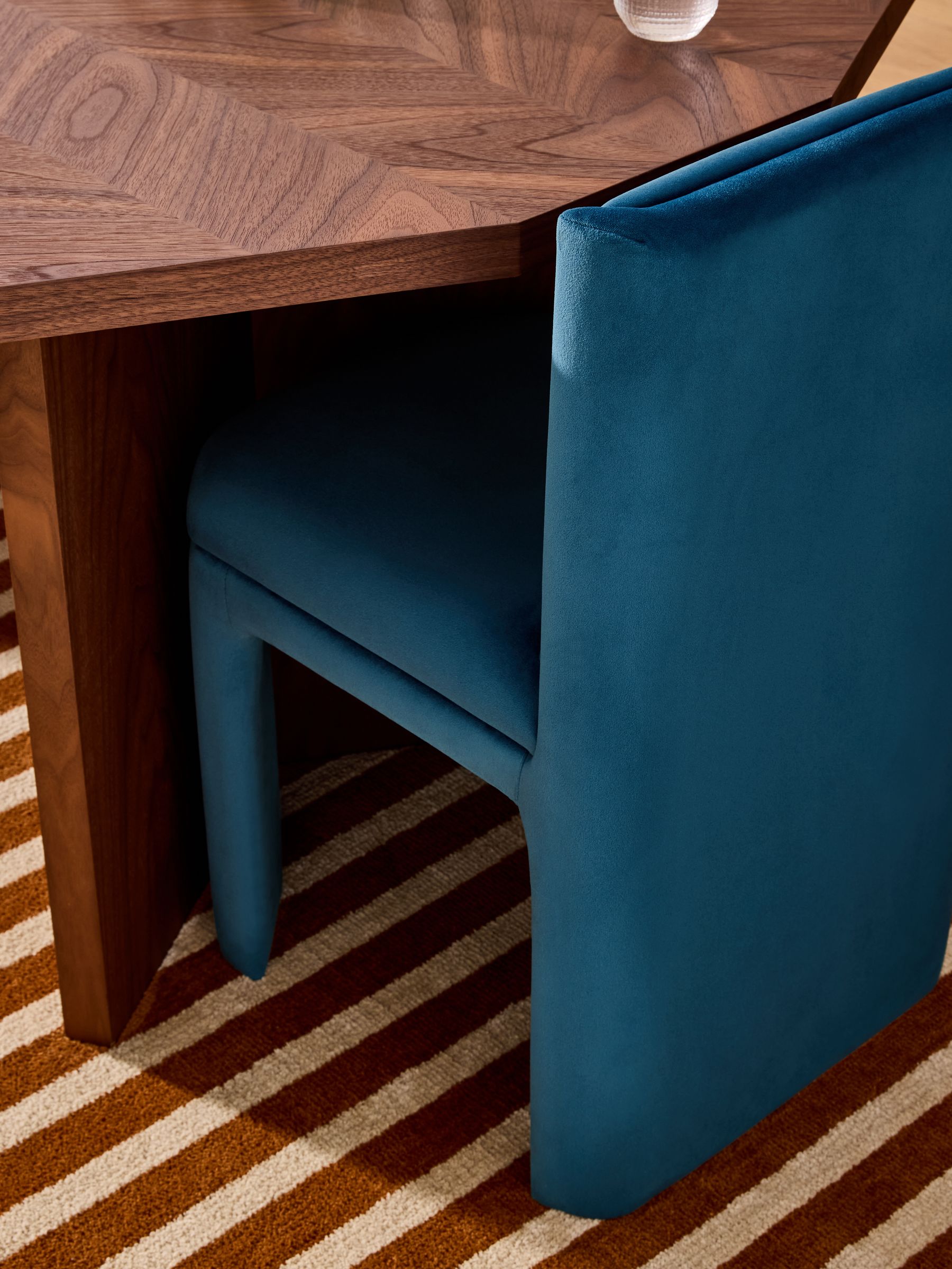 Set of 2 Ciel Fully Upholstered Dining Chairs in Velvet Navy - Image 3 of 5