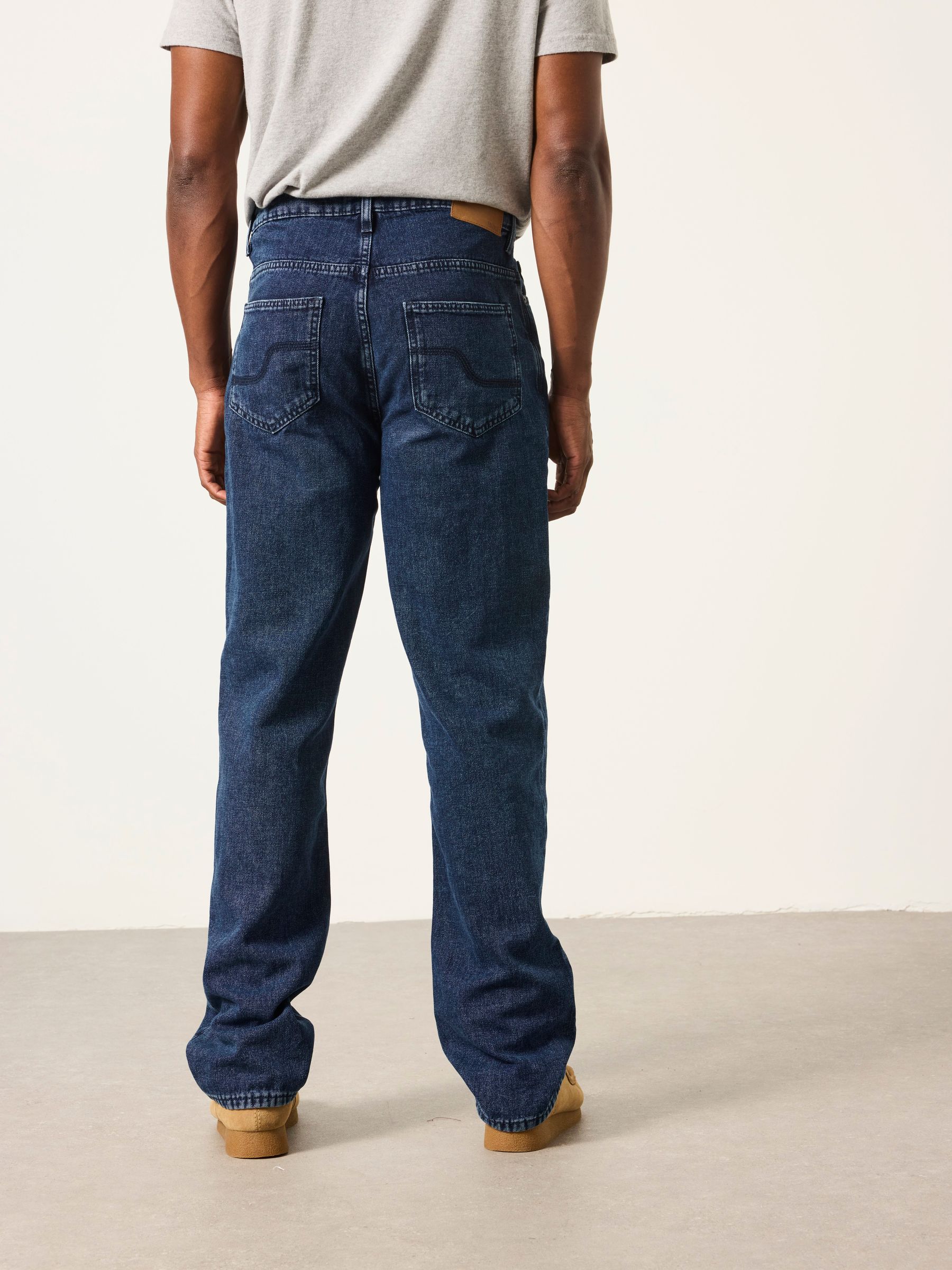 Indigo Blue Relaxed Straight Fit Canvas Weave Jeans - Image 2 of 7