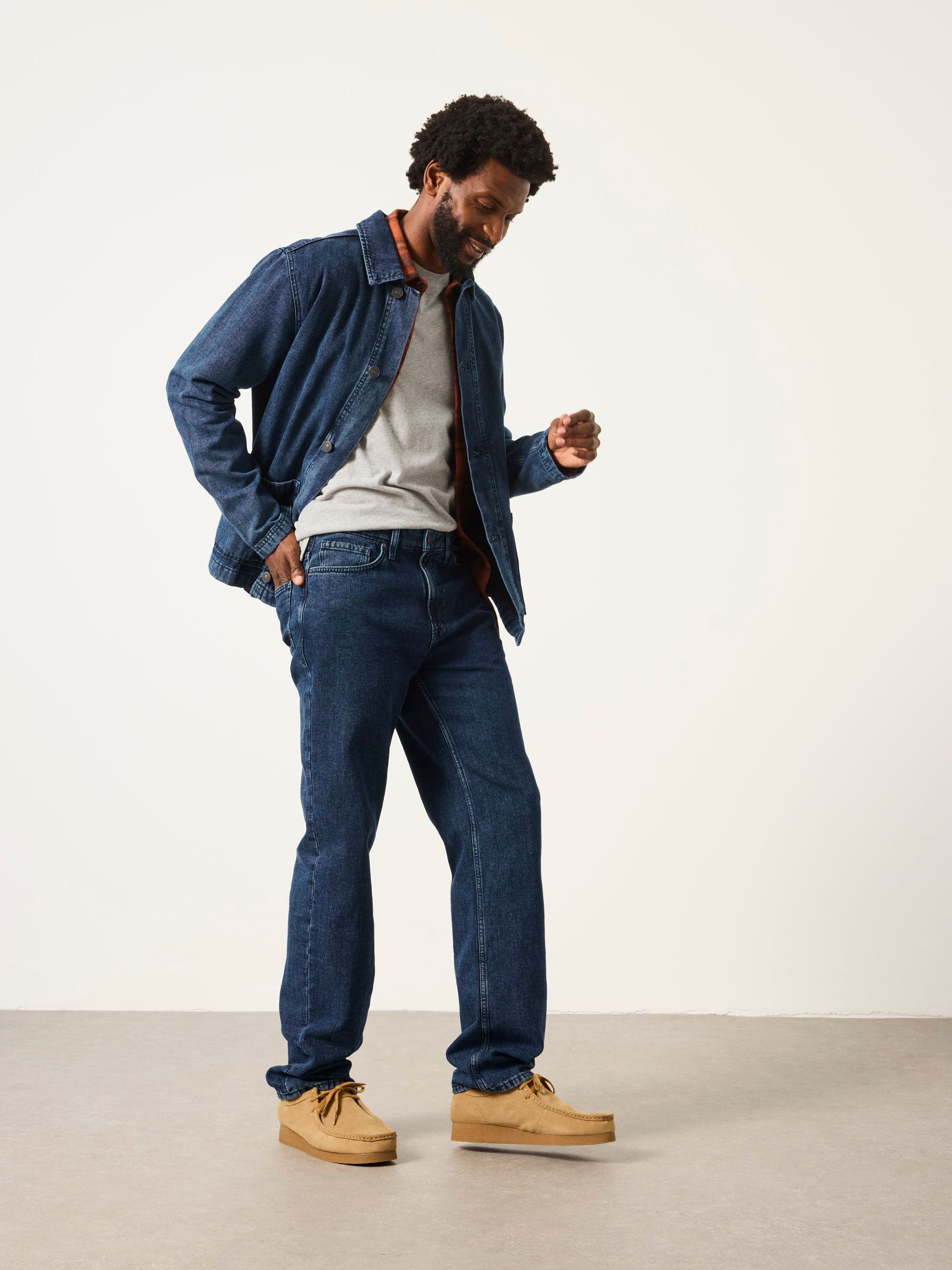 Indigo Blue Relaxed Straight Fit Canvas Weave Jeans - Image 5 of 7