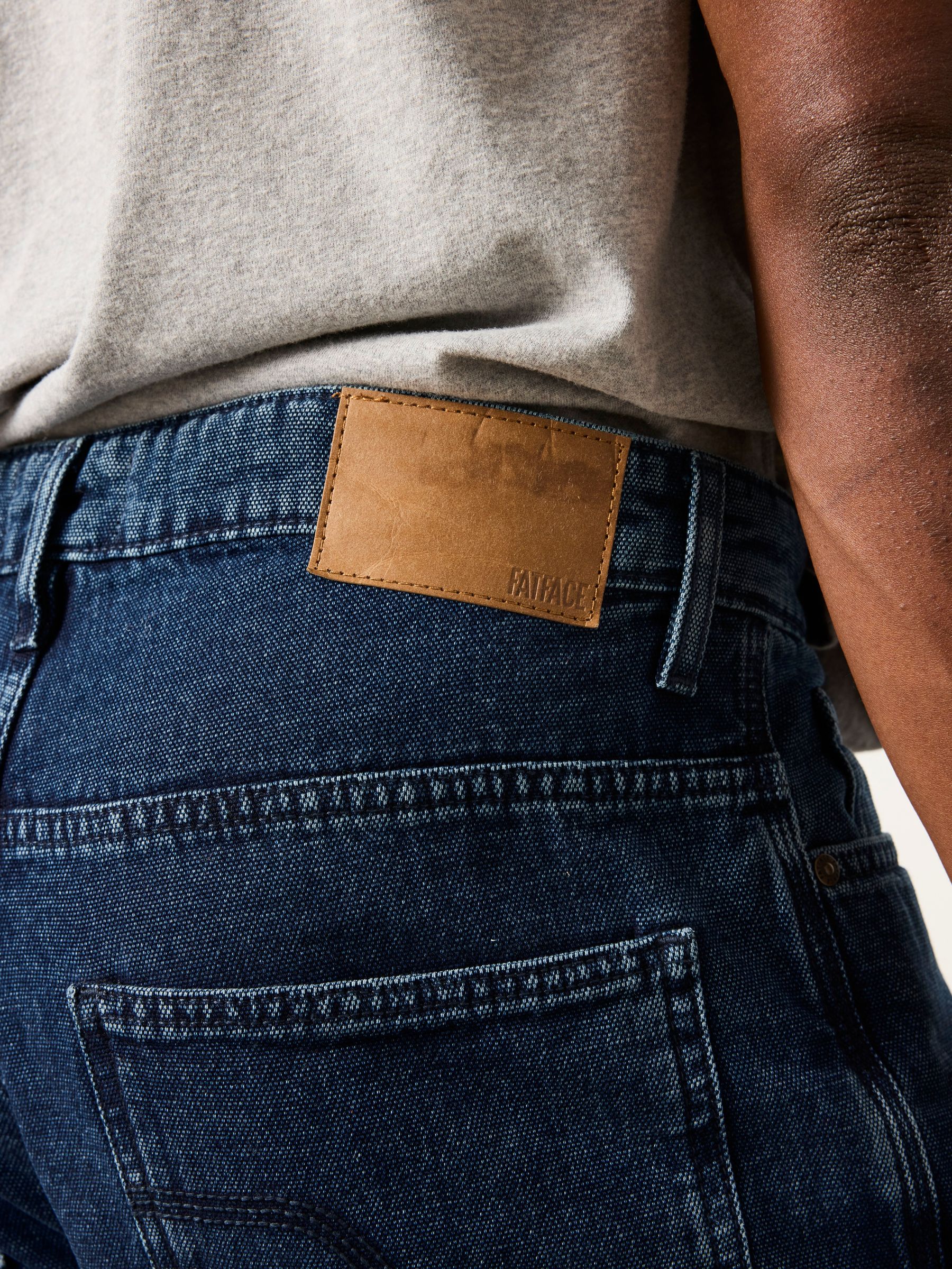 Indigo Blue Relaxed Straight Fit Canvas Weave Jeans - Image 6 of 7