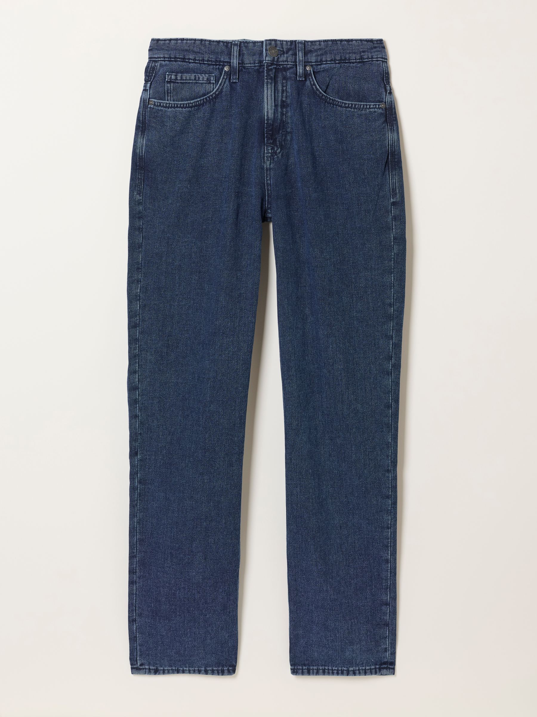 Indigo Blue Relaxed Straight Fit Canvas Weave Jeans - Image 7 of 7