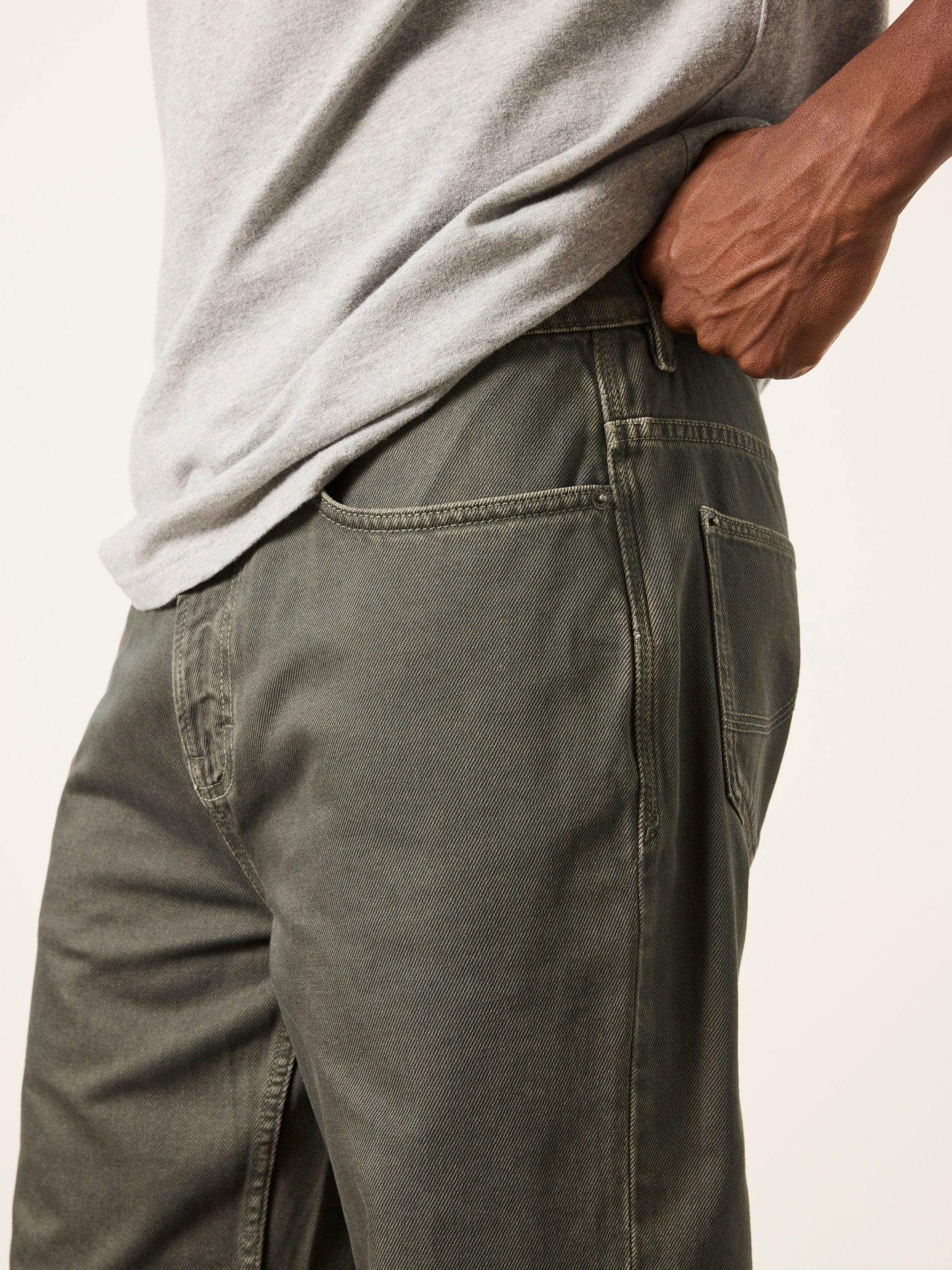 Dark Green Relaxed Straight Fit Jeans - Image 3 of 6