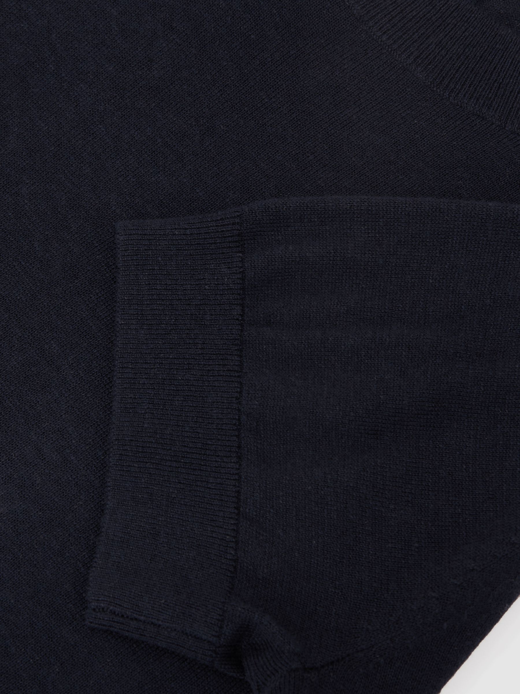 Short-Sleeve Knitted Top with Linen in Navy - image 3