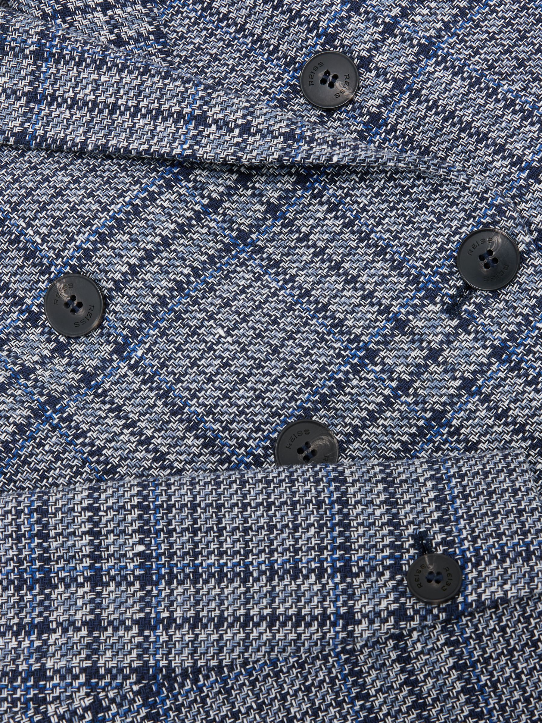 Double-Breasted Check Blazer Cotton-Linen in Navy Check - image 3