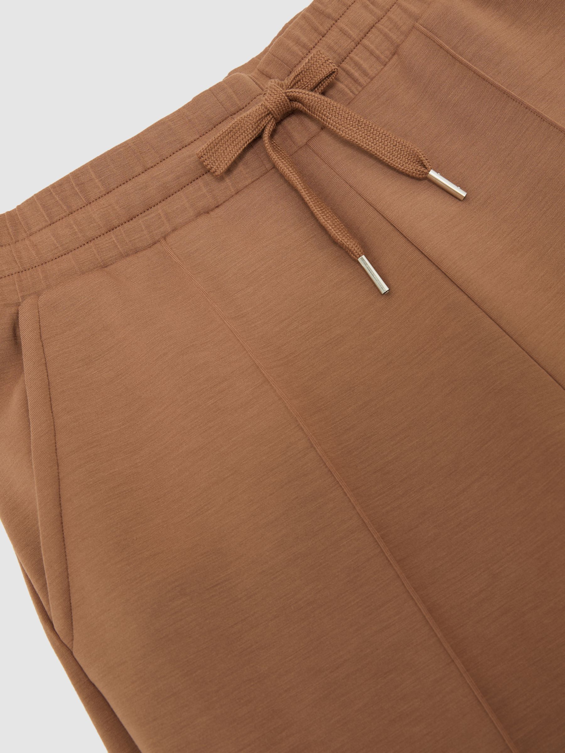 Premium Interlock Wide-Leg Joggers in Camel - Image 8 of 8