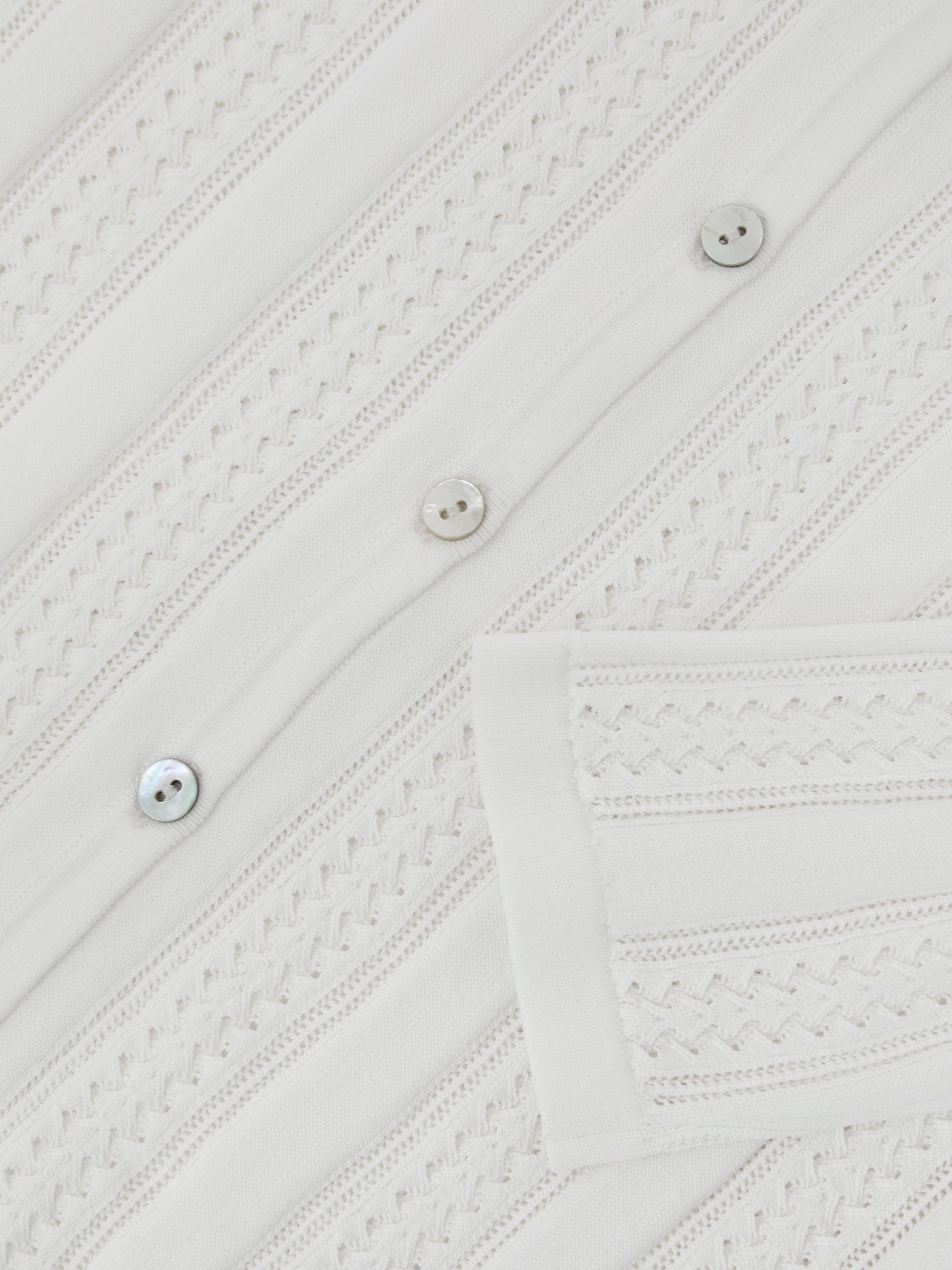 Pointelle-Knit Cropped Cardigan in White - image 4