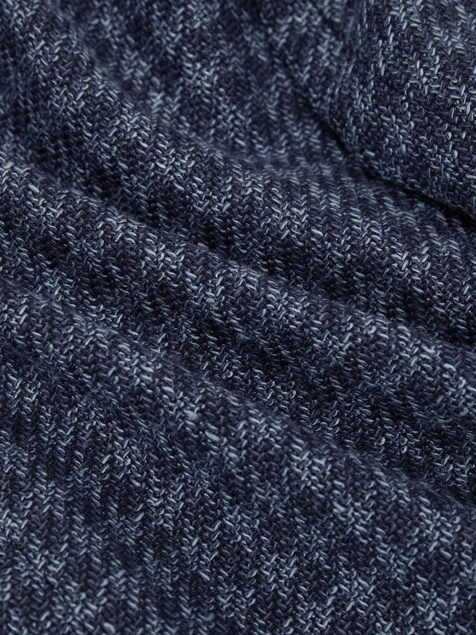 Wool-Blend Single-Breasted Check Blazer With Linen in Navy - image 2